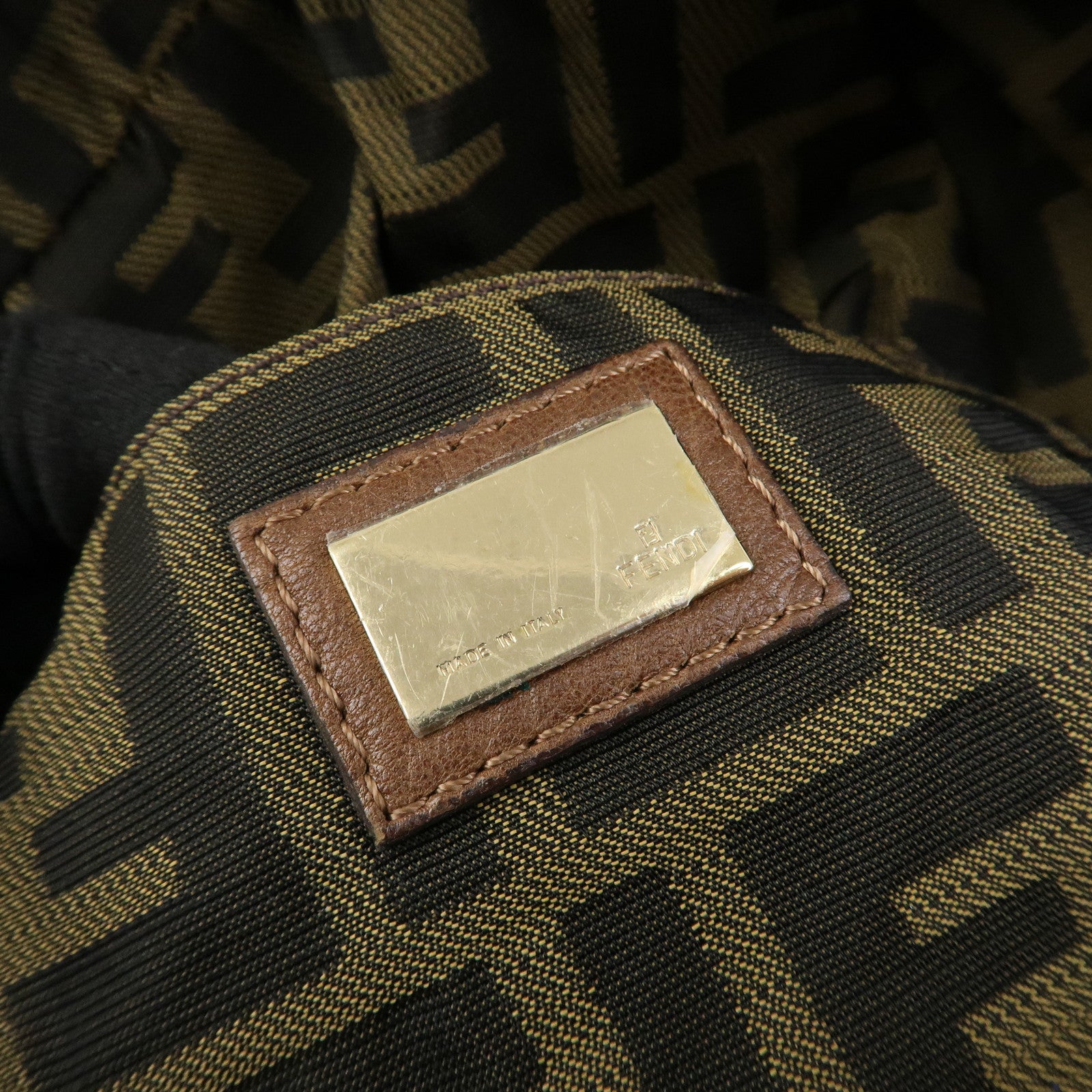 FENDI Logo Leather Mini Spy Bag Hand Bag Brown 8BL078