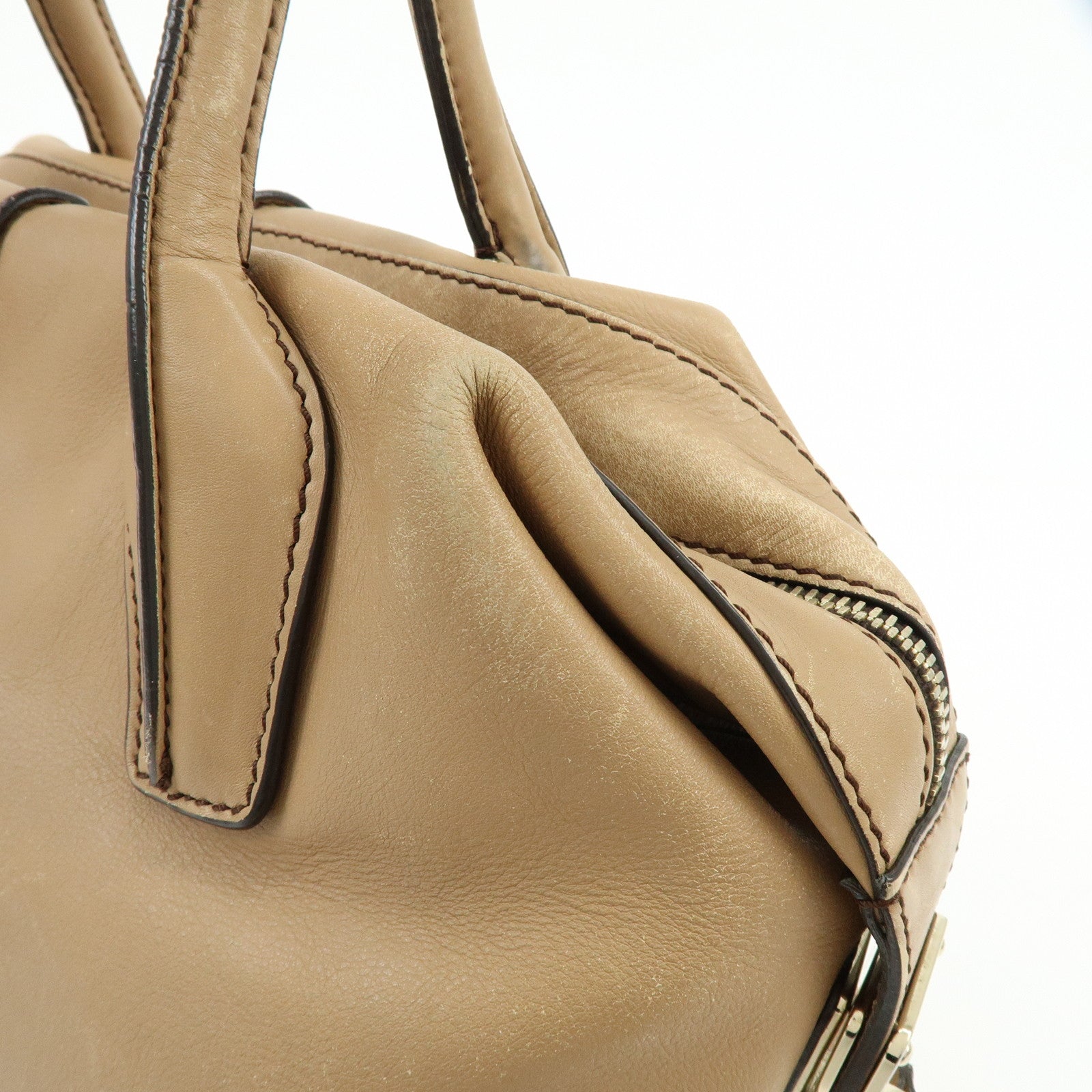 TOD'S D-Cube Leather 2Way Bag Hand Bag Shoulder Bag Beige