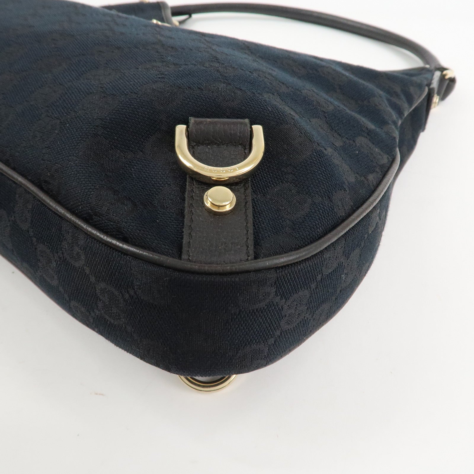 GUCCI Abbey GG Canvas Leather Shoulder Bag Hand Bag Black 130737