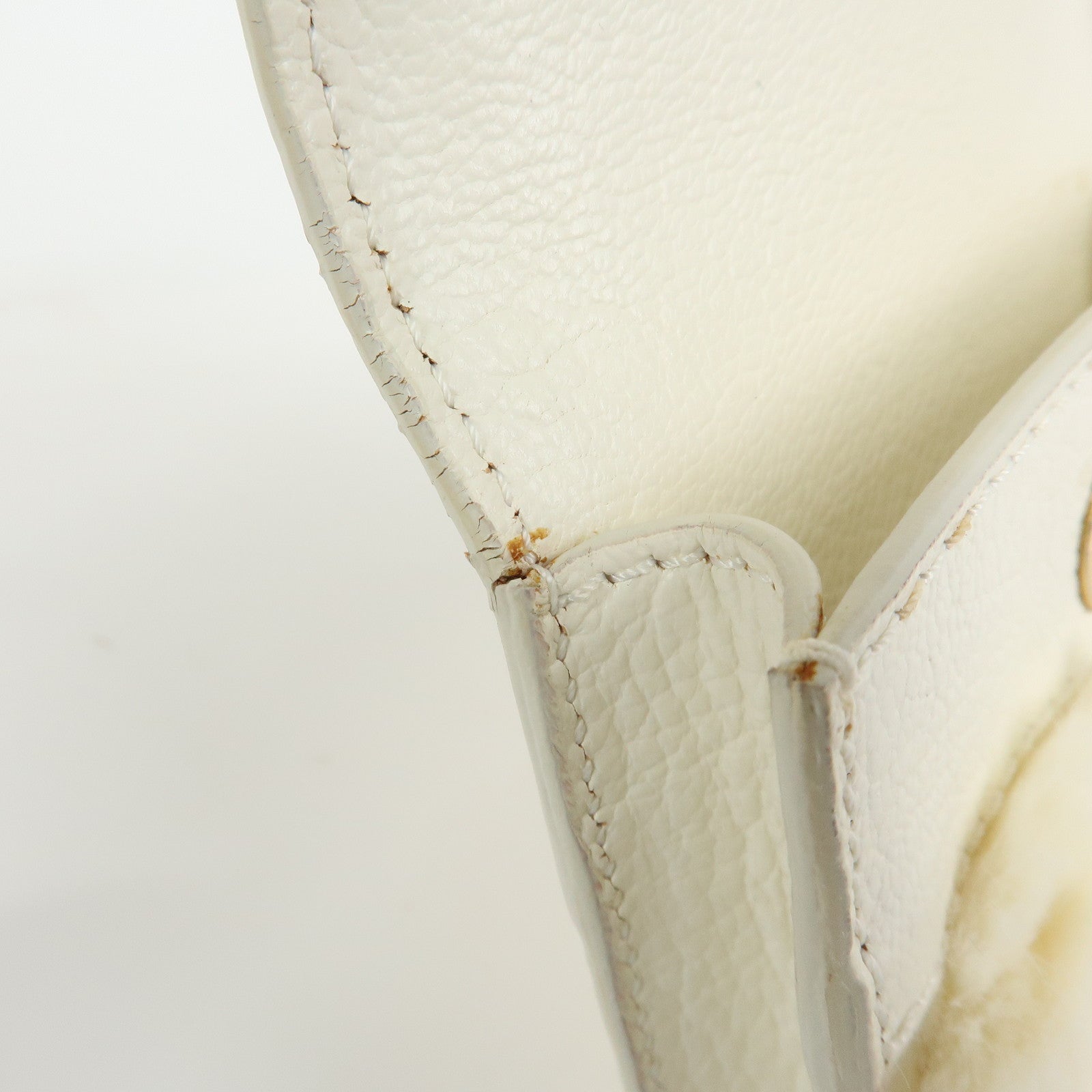 CELINE Triomphe Leather Lapin Fur Shoulder Bag Crossbody Bag Ivory