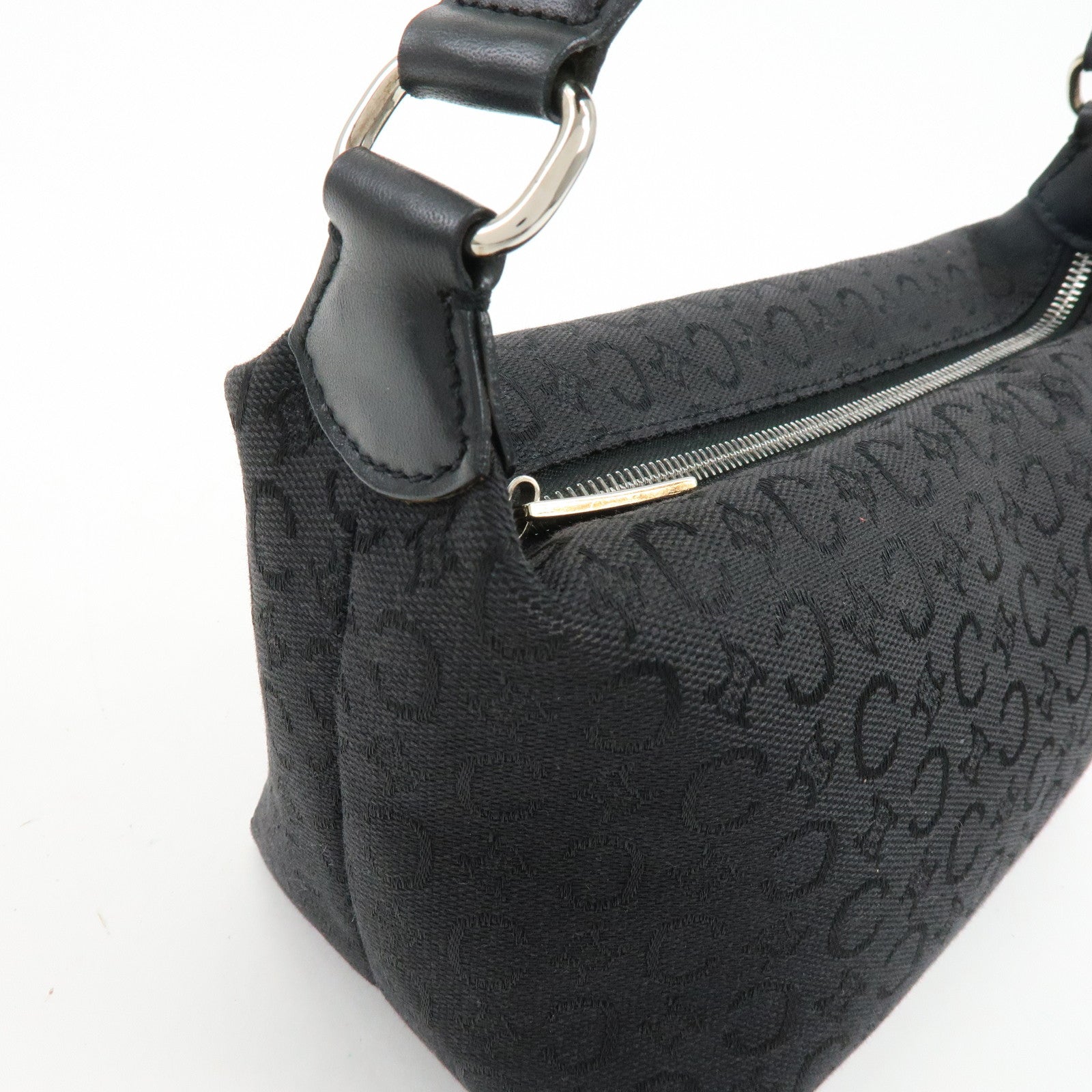 CELINE C Macadam Canvas Leather Hand Bag Shoulder Bag Black