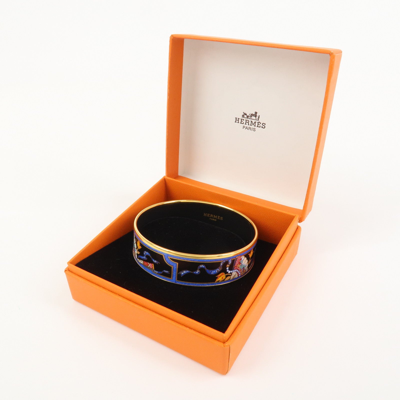 HERMES Email GM Bangle Bracelet Black Blue