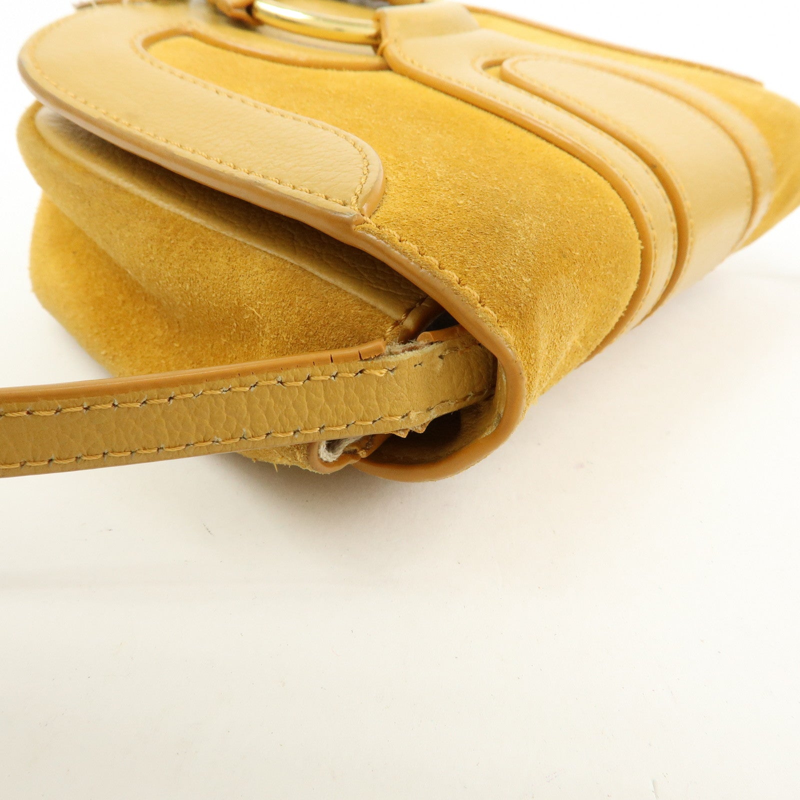 Chloe See by Chloe Suede Joan Leather Shoulder Bag Mustard