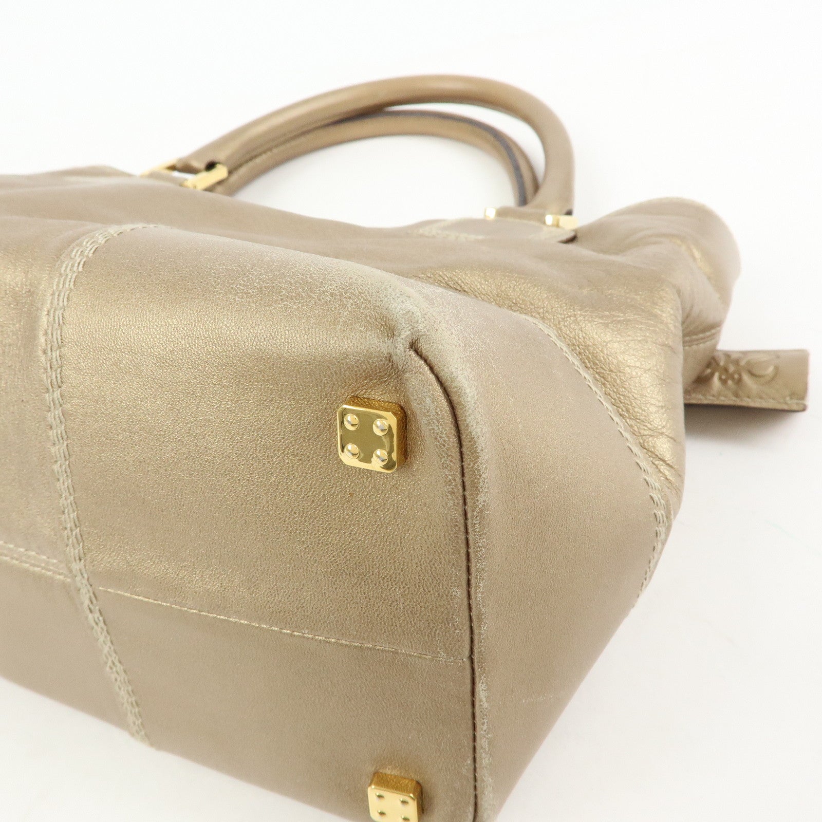 LOEWE Anagram Nappa Leather Tote Bag Hand Bag Gold