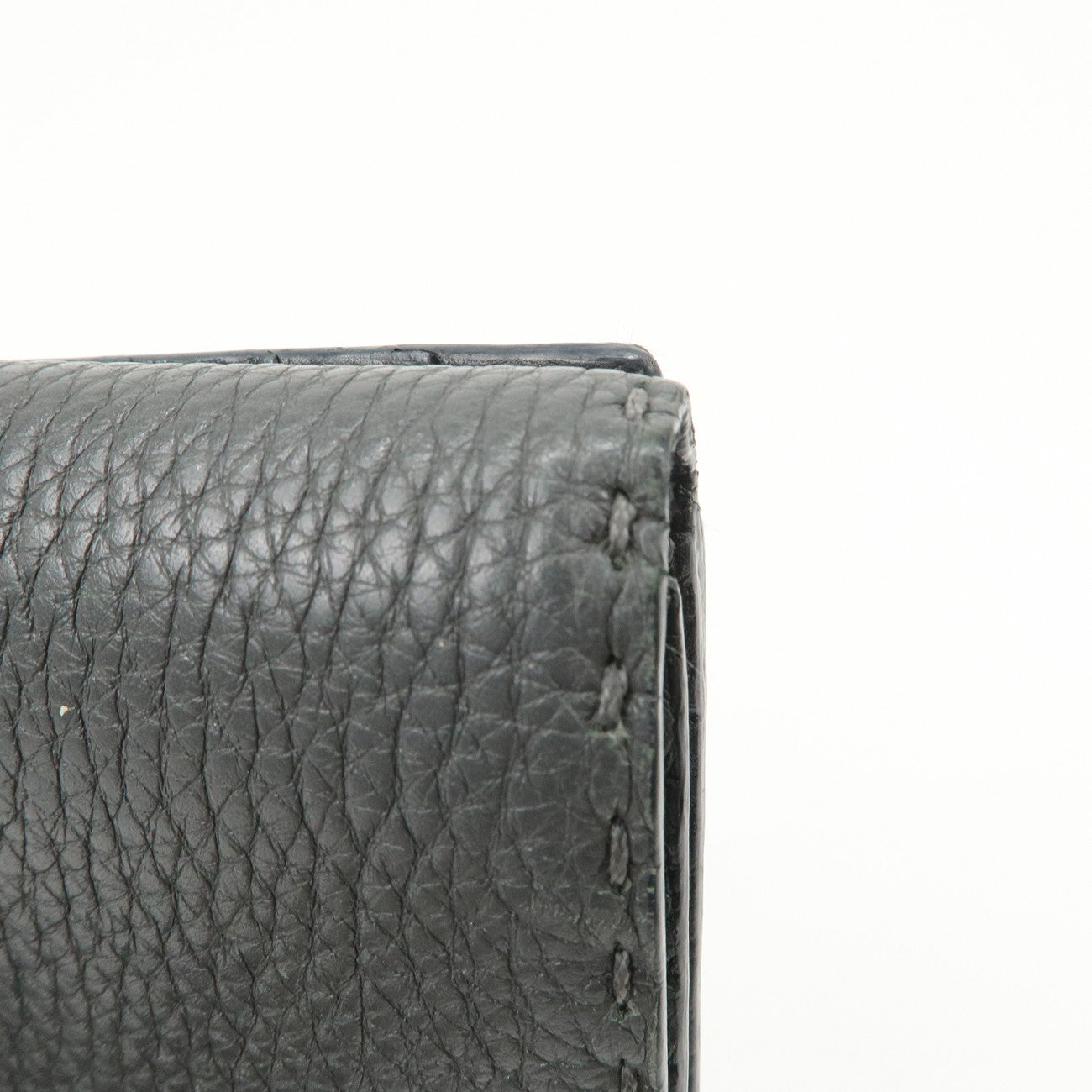 FENDI Selleria Leather Peekaboo Bi-Fold Long Wallet Gray 8M0308