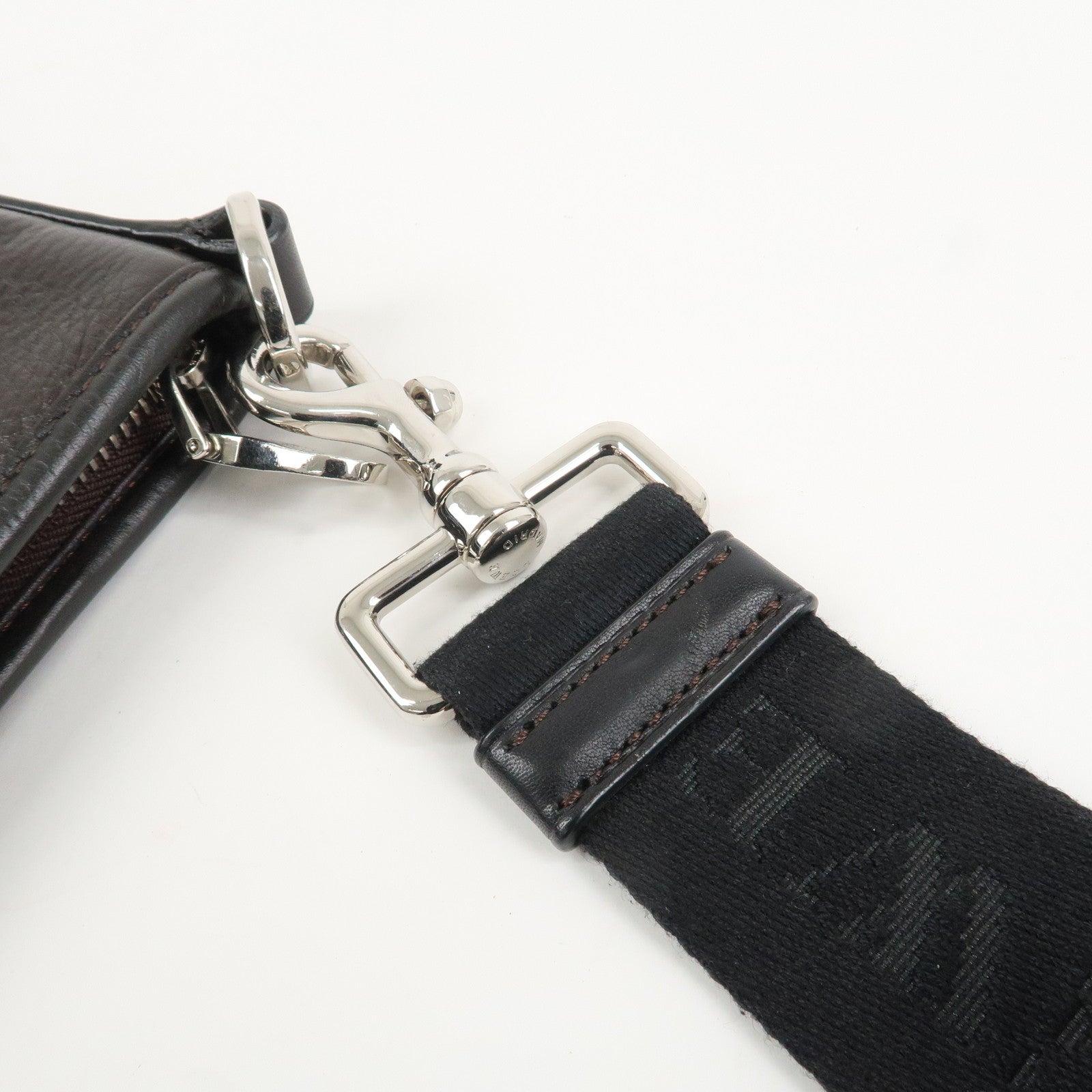 LOEWE Anagram Leather Shoulder Bag Dark Brown Used