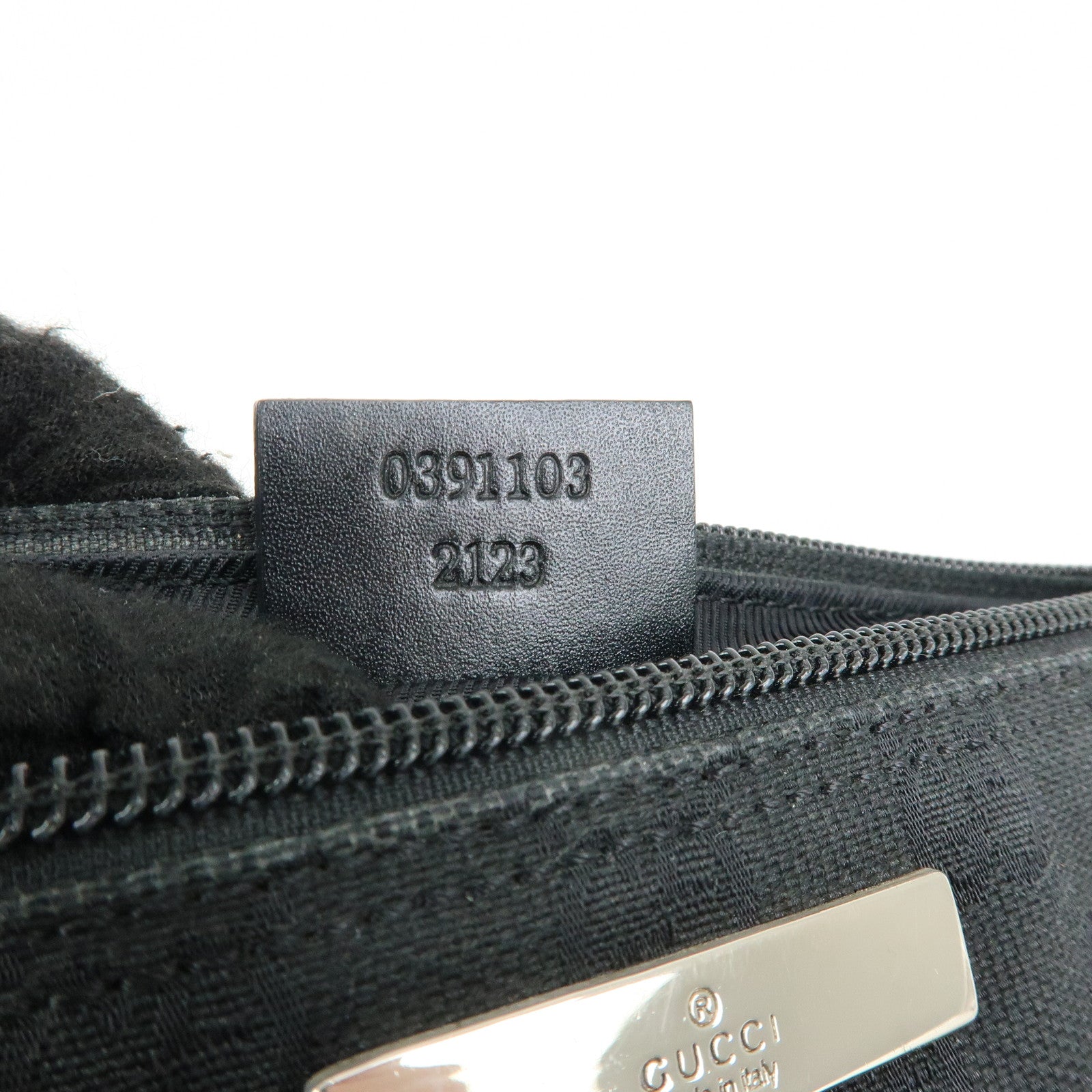 GUCCI Boat Bag GG Canvas Leather Hand Bag Pouch Black 0391103