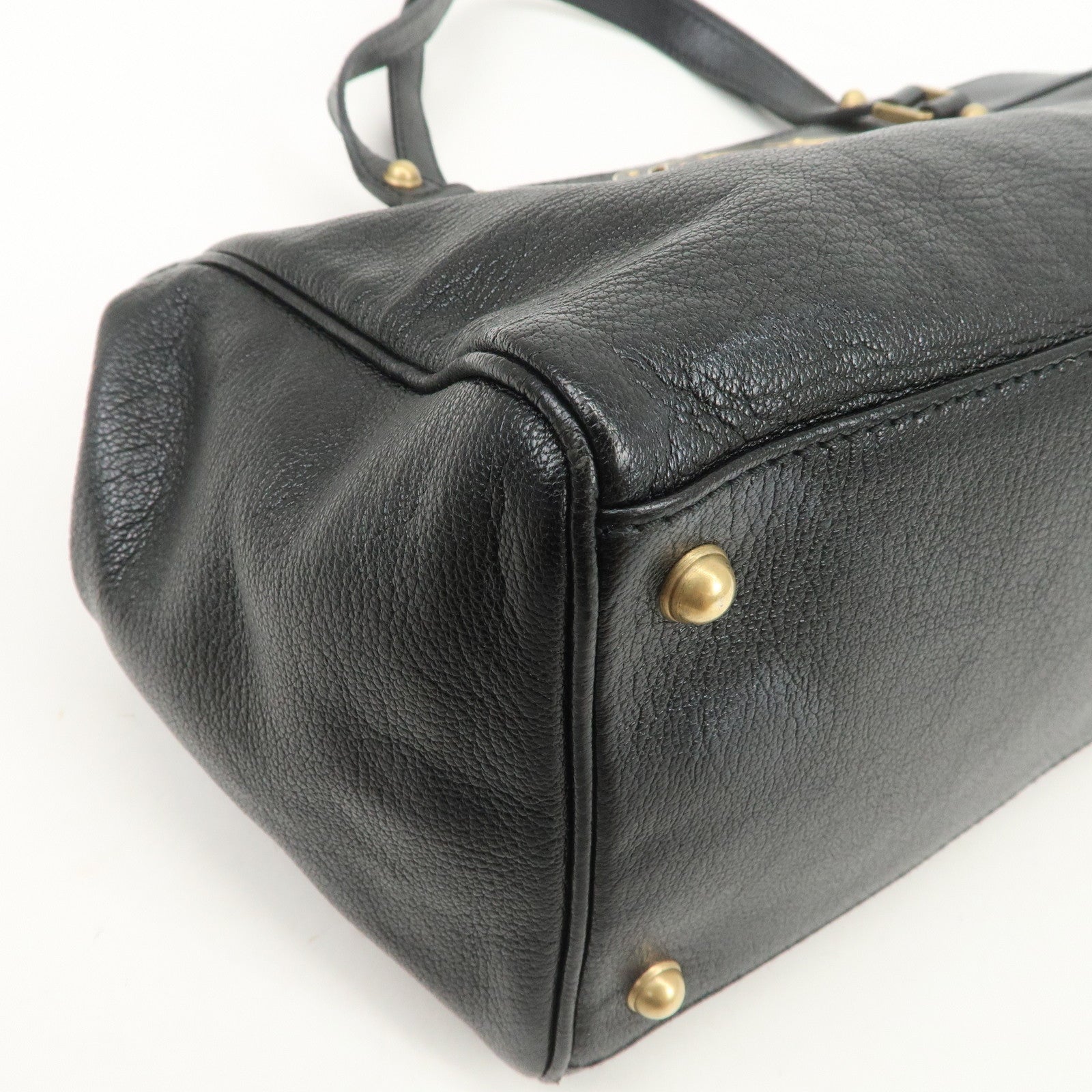 GUCCI Interlocking G Leather Hand Bag Shoulder Bag Black 121551