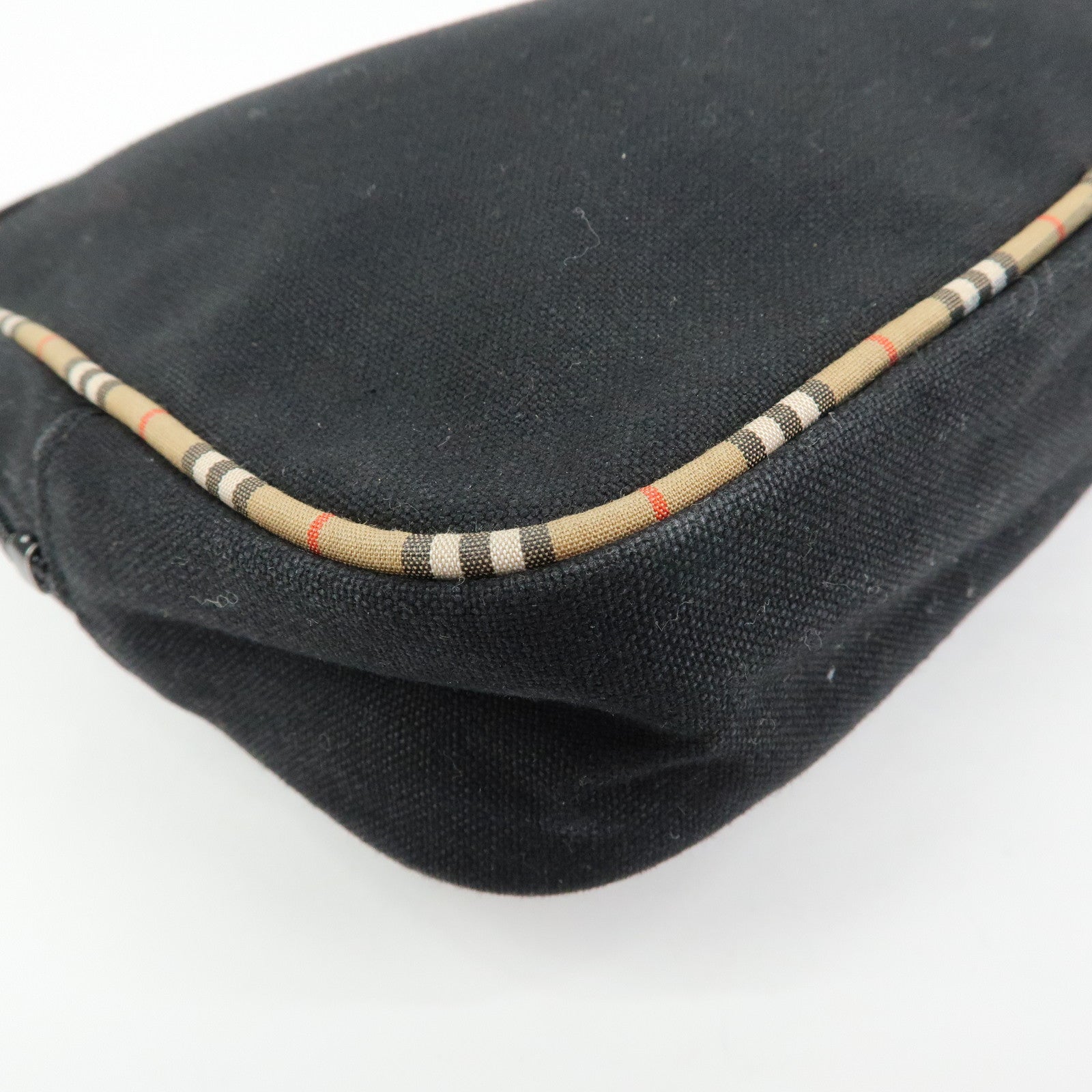 BURBERRY Canvas Nova Plaid Pouch Cosmetic Bag Makeup Bag Black