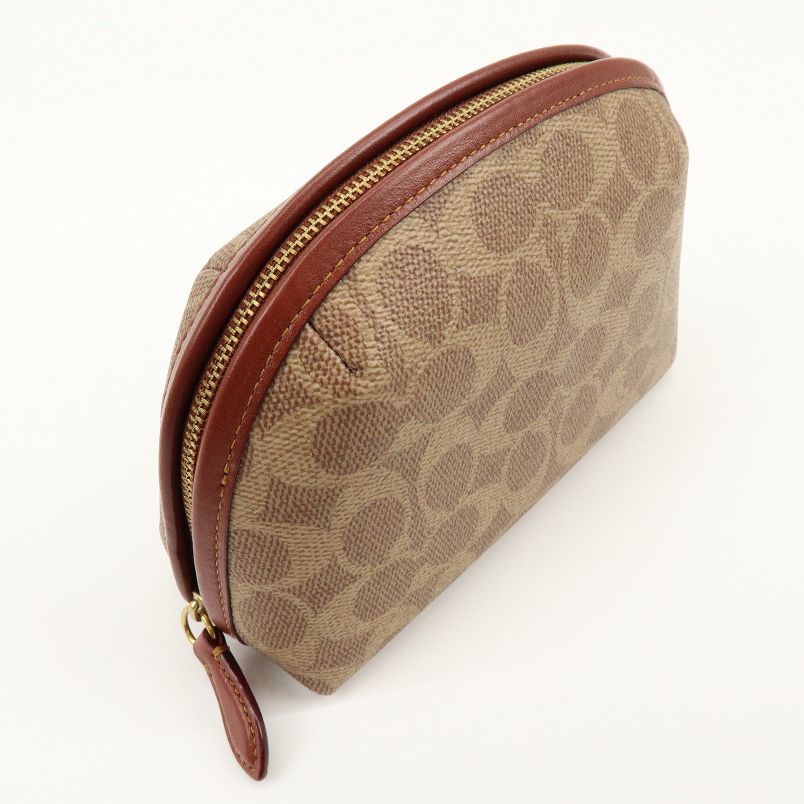 Coach Signature PVC Pouch Cosmetic Pouch Brown