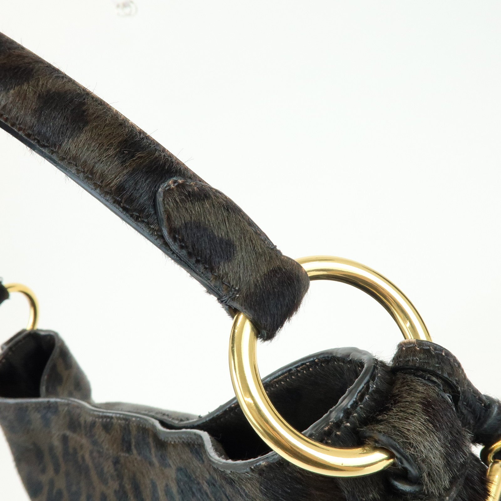 PRADA Leopard Unborn Calf Shoulder Bag Dark Brown BR4941