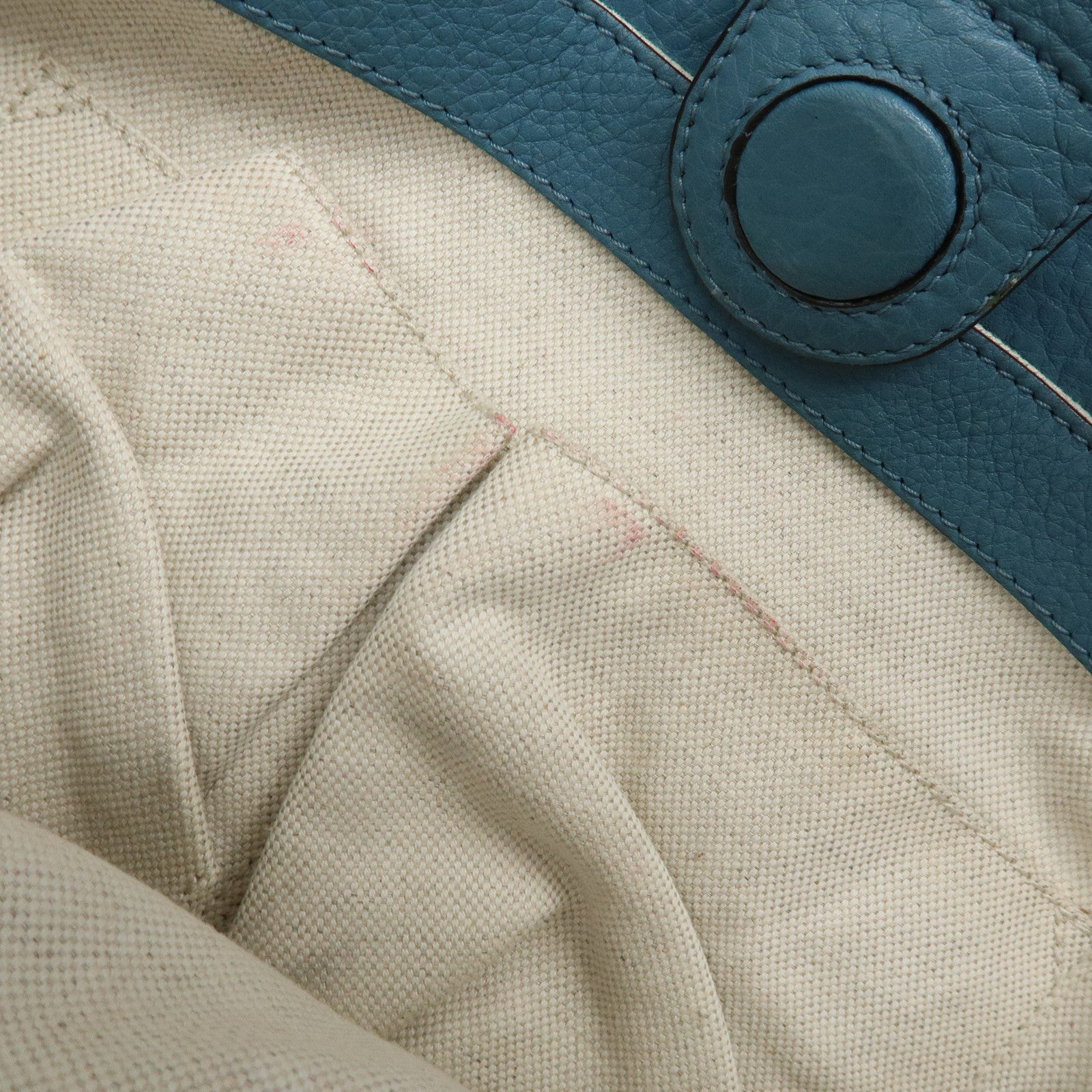 GUCCI Bamboo Shopper Large Leather Tote Bag 2Way Bag Blue 323658
