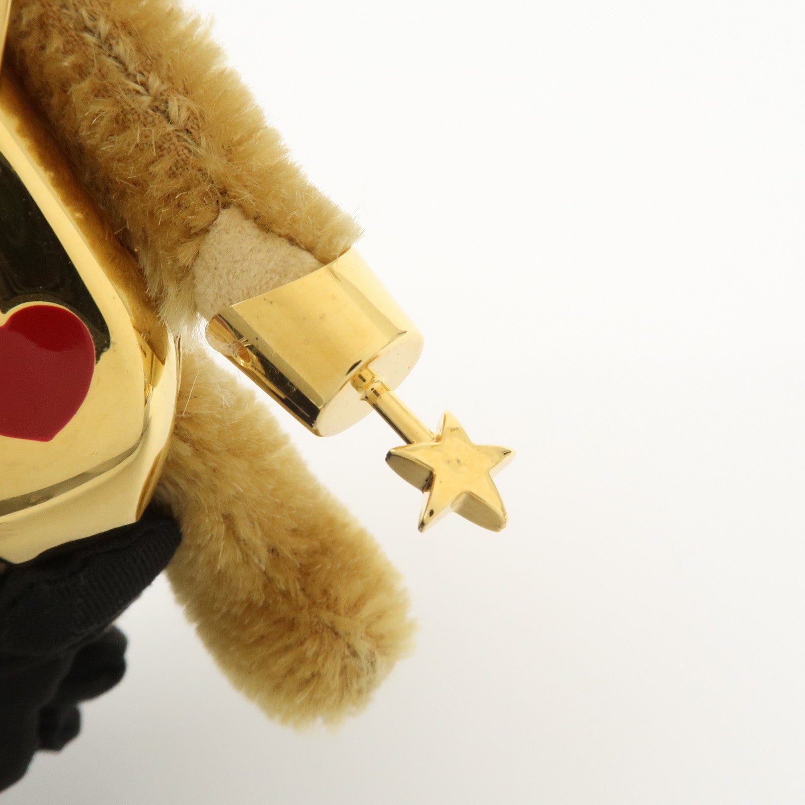 PRADA Teddy Bear Key Bag Charm Lucky Star Gold Brown