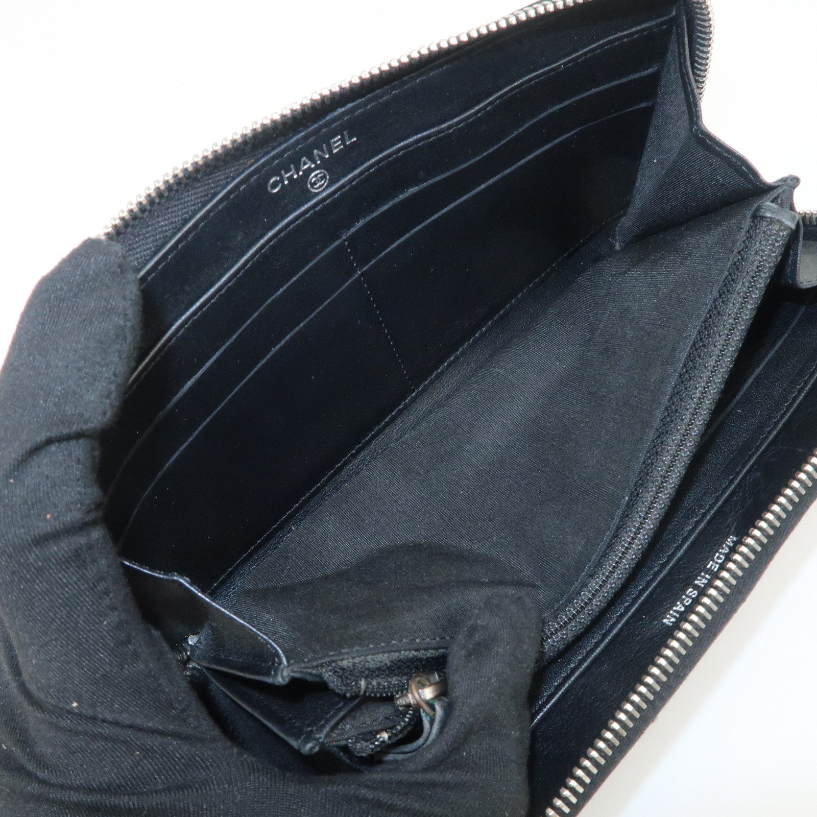 CHANEL COCO Mark Brilliant Matelasse Zippy Long Wallet Black A50106