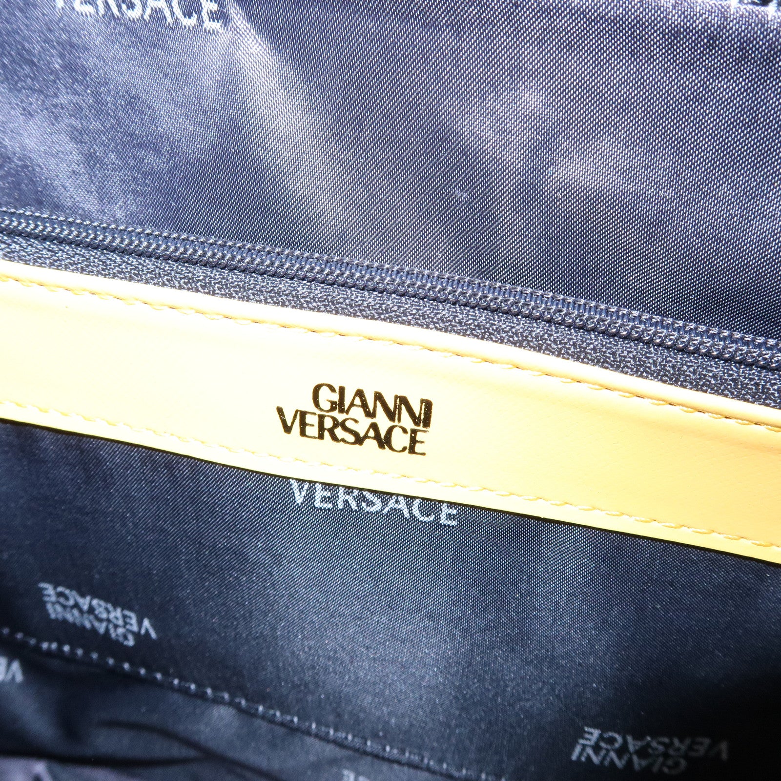 VERSACE Leather Charm 2Way Bag Hand Bag Shoulder Bag Yellow