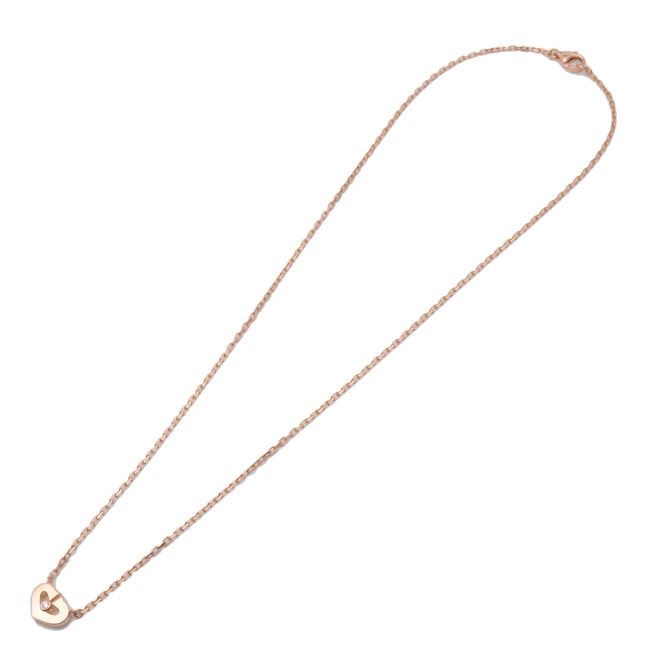 Cartier C Heart 1P Diamond Necklace K18 750PG Rose Gold