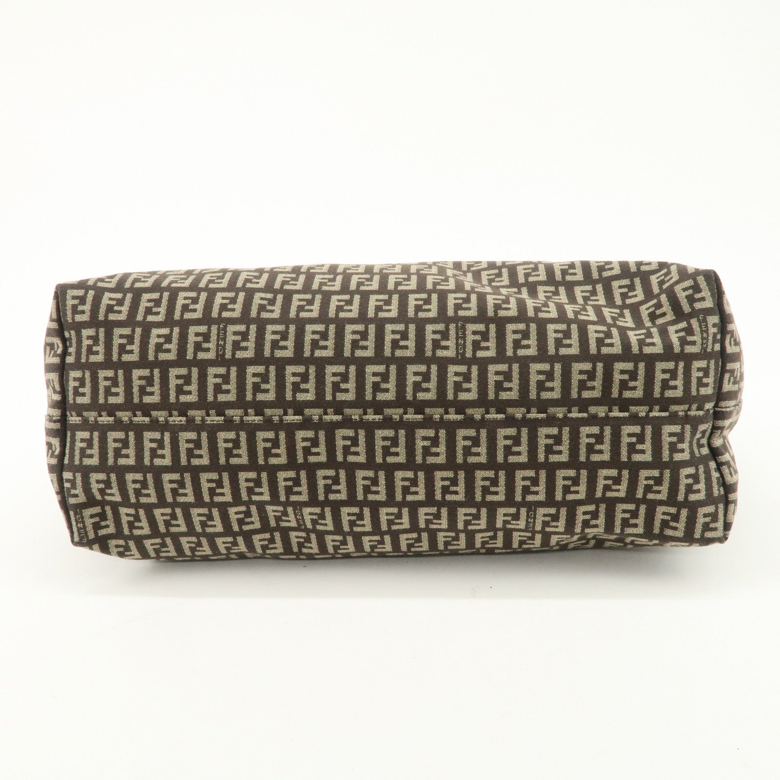 FENDI Zucchino Canvas Leather Tote Bag Beige Brown 8BH104