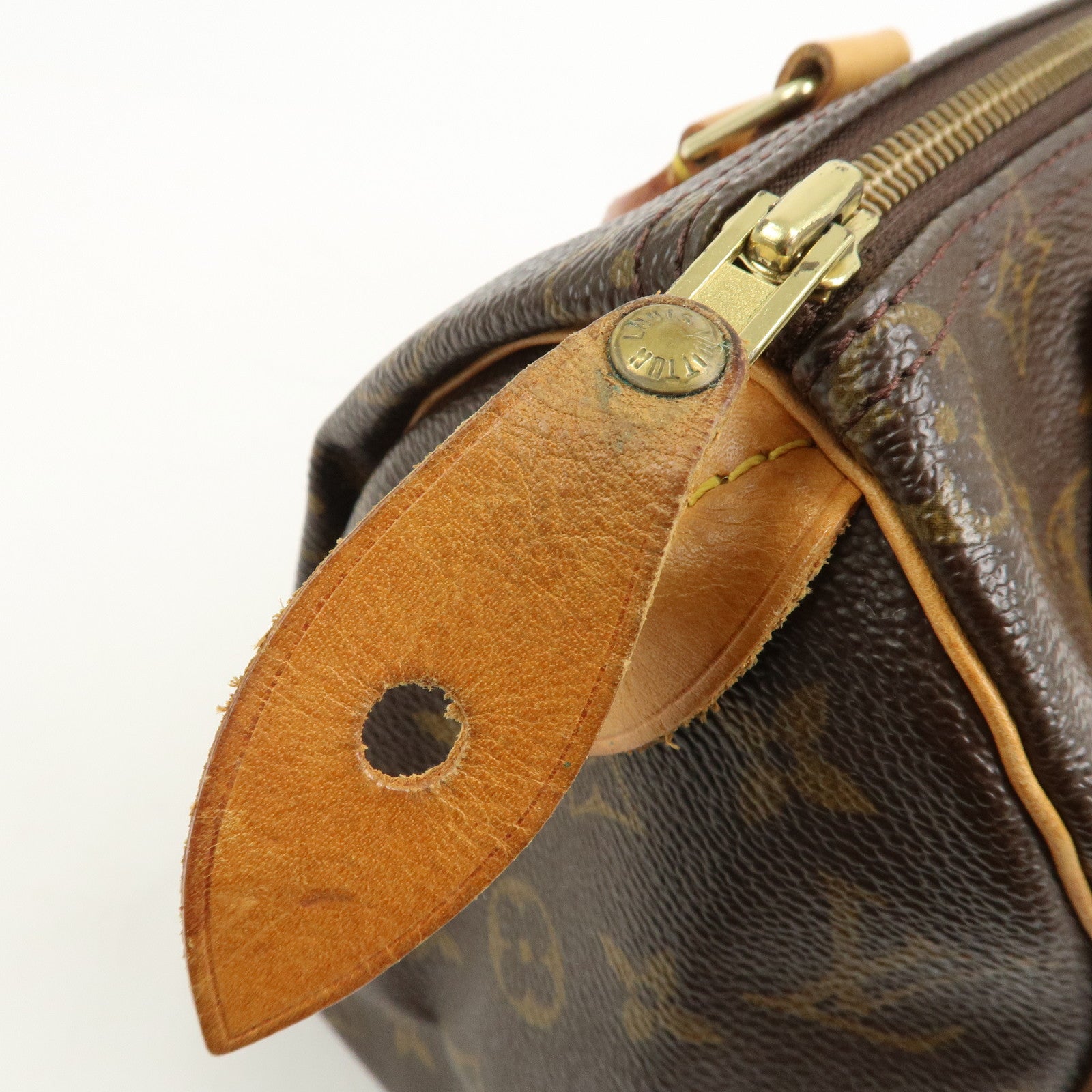 Louis Vuitton Monogram Canvas Leather Speedy 25 Boston Bag Brown M41528