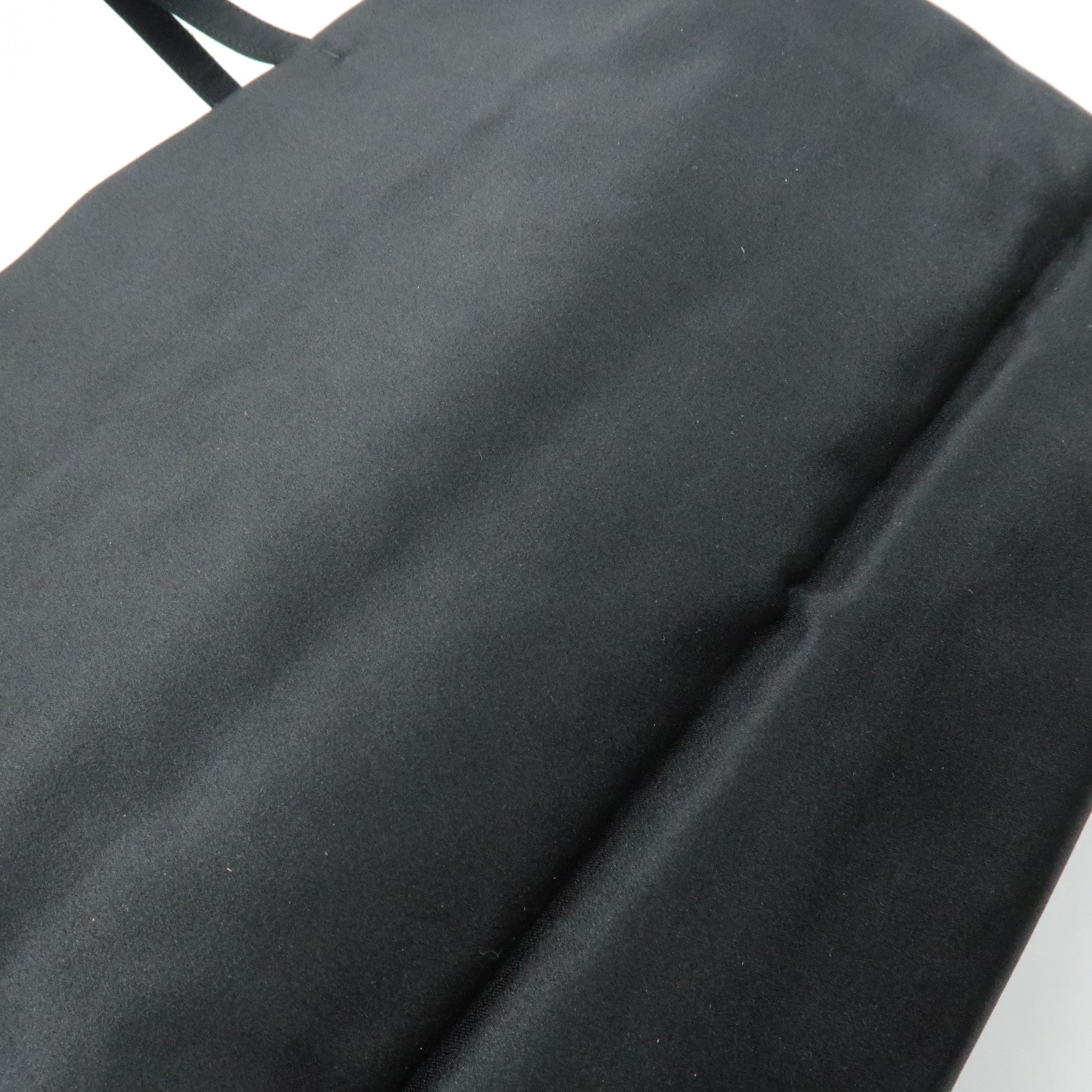 PRADA Triangle Logo Satin Tote Bag Hand Bag Black