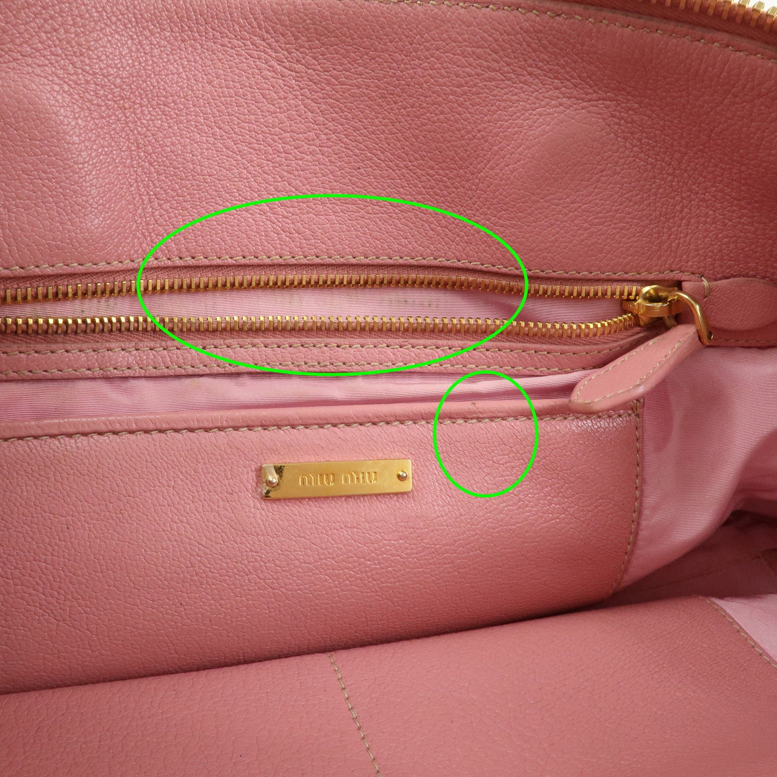 MIU MIU Logo Leather Tote Bag Hand Bag Pink