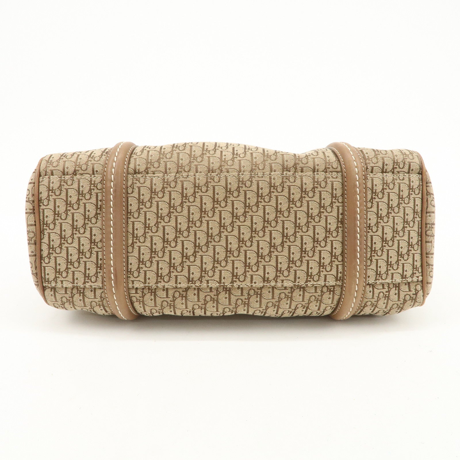 Christian Dior Trotter Canvas Leather Hand Bag Beige Ivory