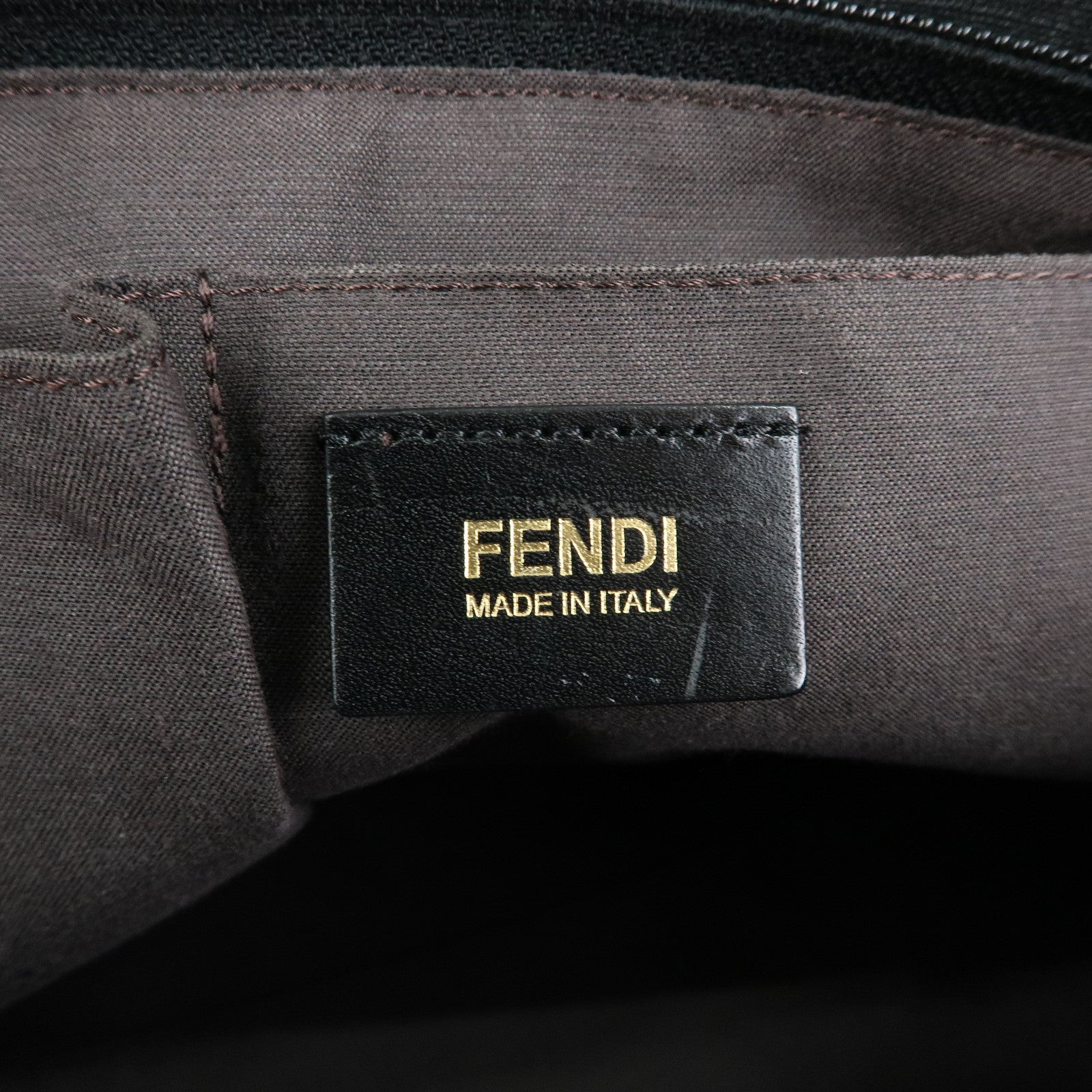 FENDI Zucchino PVC Leather Tote Bag Hand Bag Black 8BH215