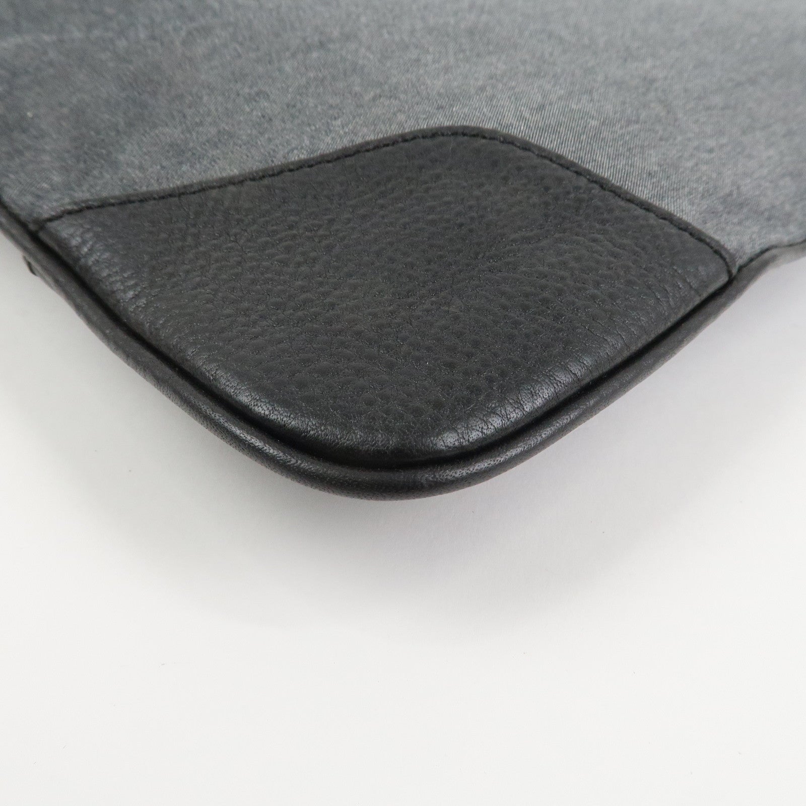 BURBERRY Logo Leather Canvas Tote Bag Black Grey