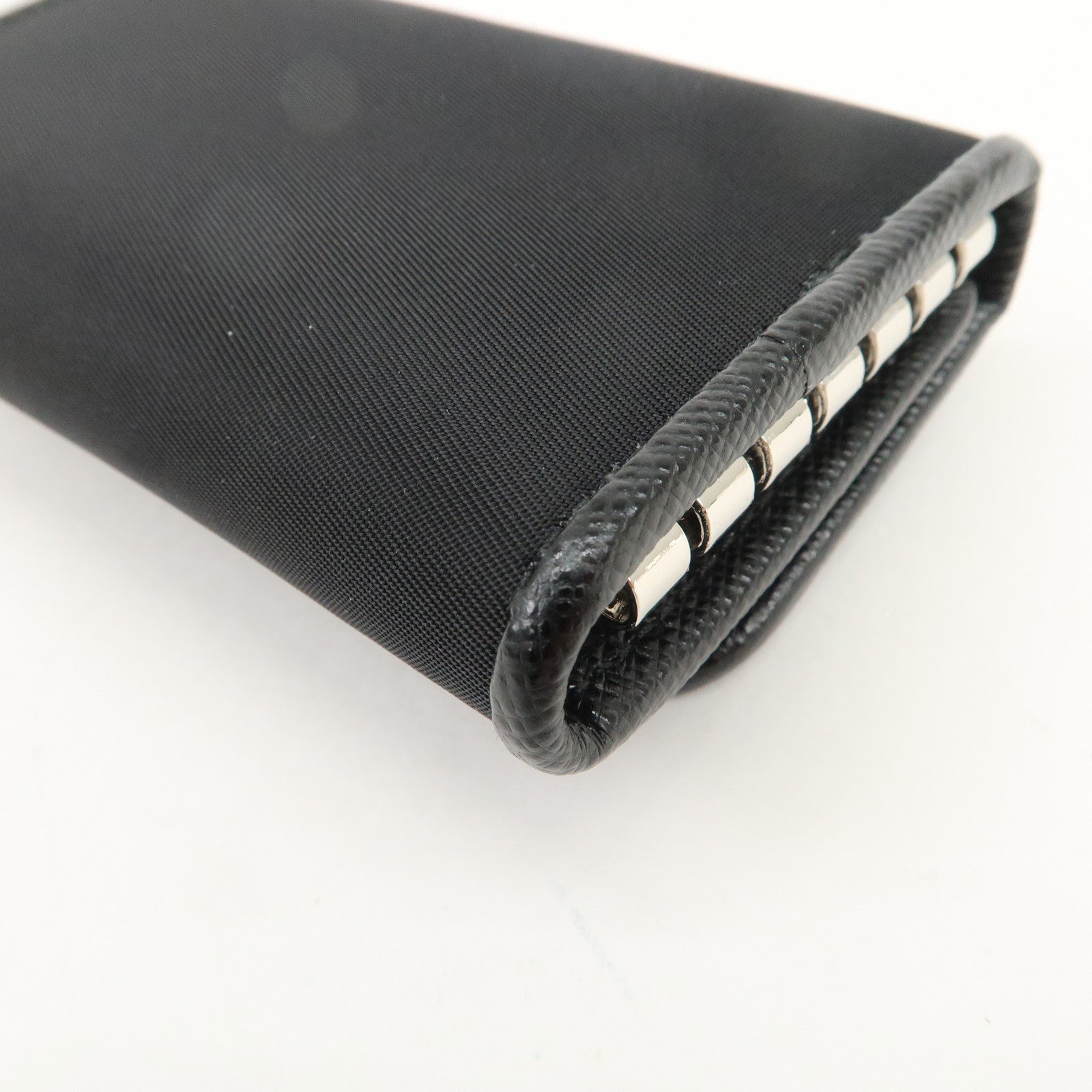 PRADA Triangle Logo 6 Rings Key Case Key Holder Black 1PG222