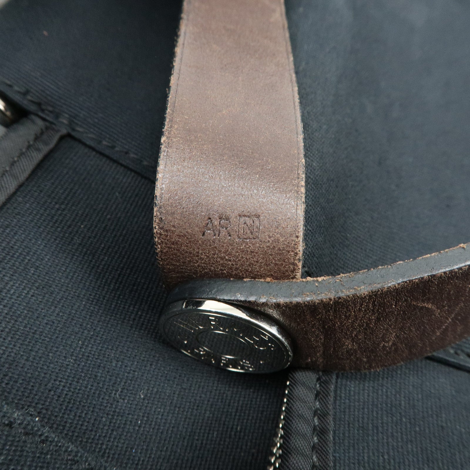 HERMES Cabag Elan PM Toile Officier Leather Tote Bag ▢N Stamped