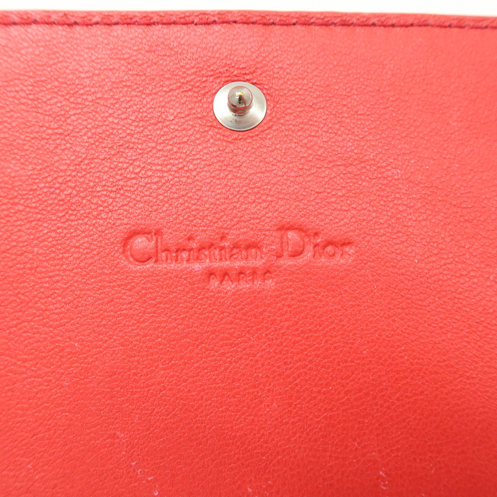 Christian Dior Cannage Patent Leather Bi-Fold Long Wallet Red