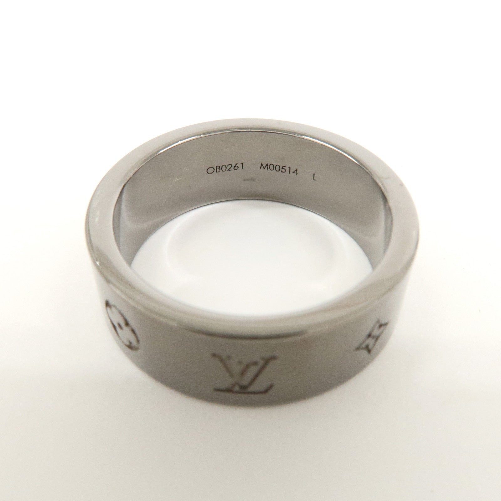 Louis Vuitton Instinct Set of 2 Rings Size L Silver Grey M00514