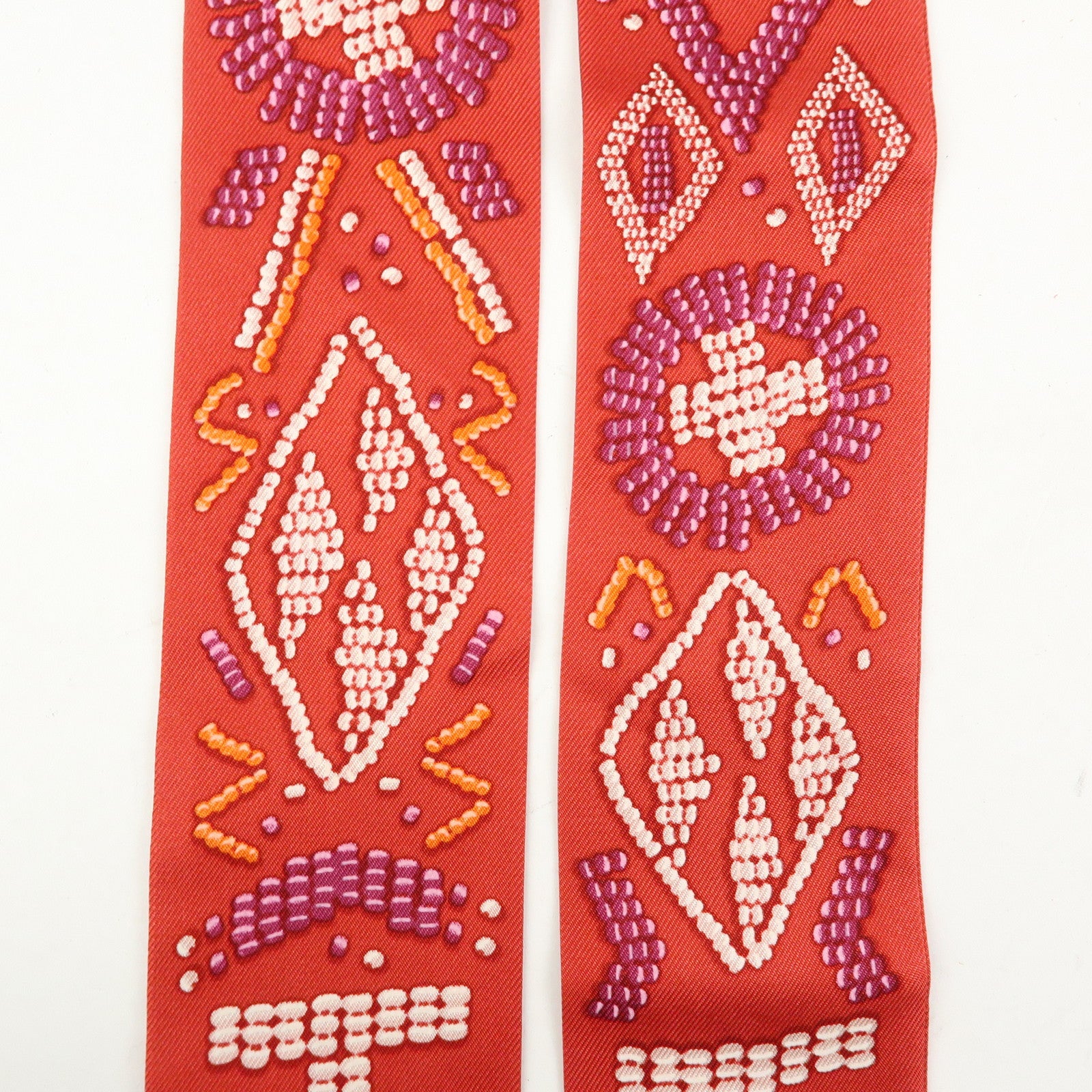 HERMES Twilly Silk 100% Scarf KELLY EN PERLES Red