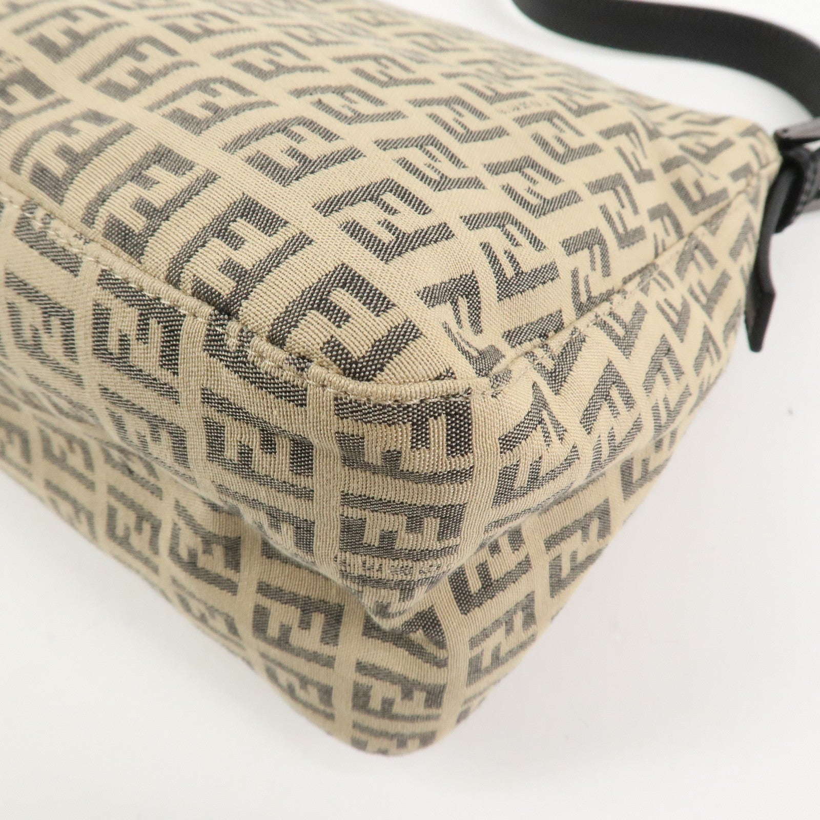 FENDI Zucchino Mamma Baguette Canvas Leather Shoulder Bag 8BR001