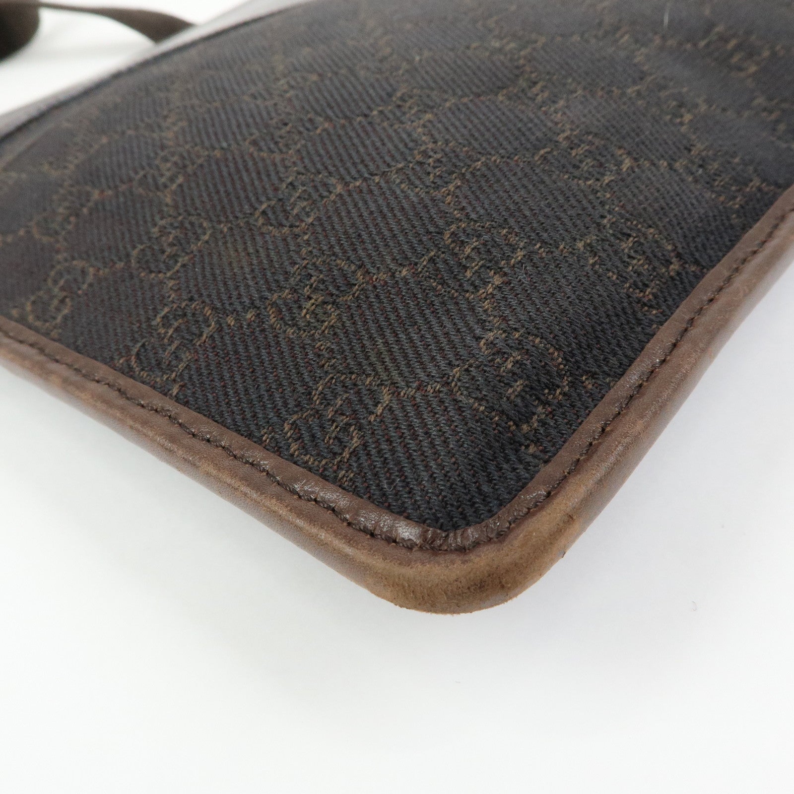 GUCCI GG Denim Leather Shoulder Bag Crossbody Bag Brown 27639