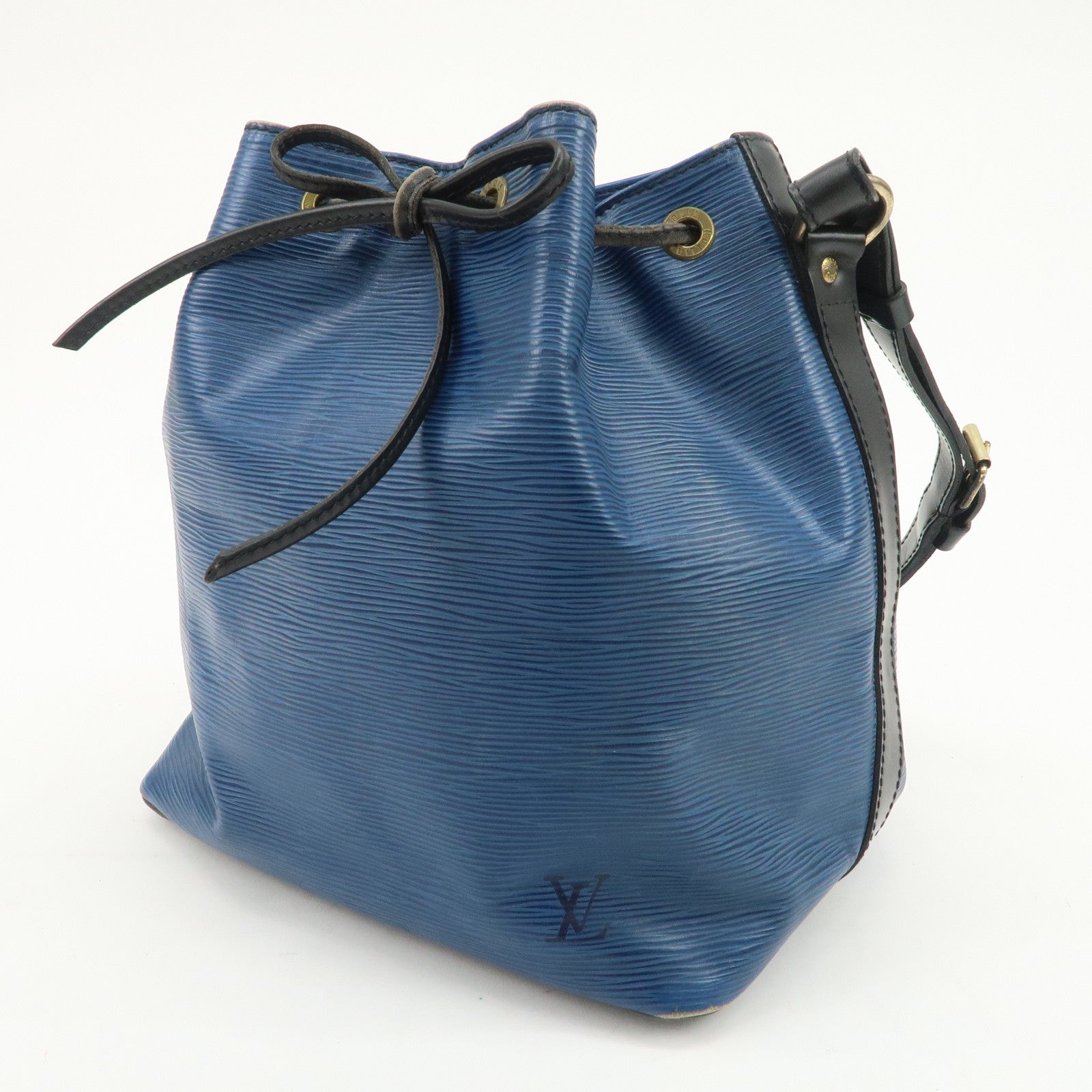 Louis Vuitton Epi Petit Noe Bi-color Shoulder Bag Noir Blue Ｍ44152