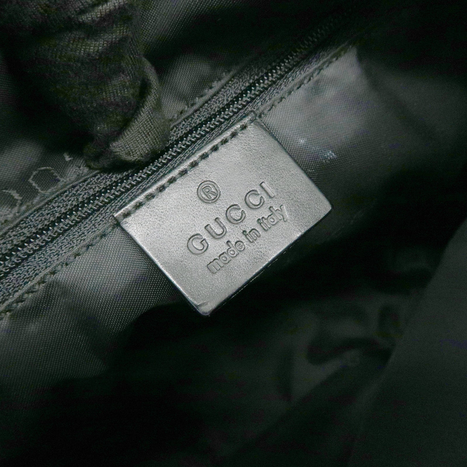 GUCCI Nylon Leather Shoulder Bag Hand Bag Black 001 ・3766