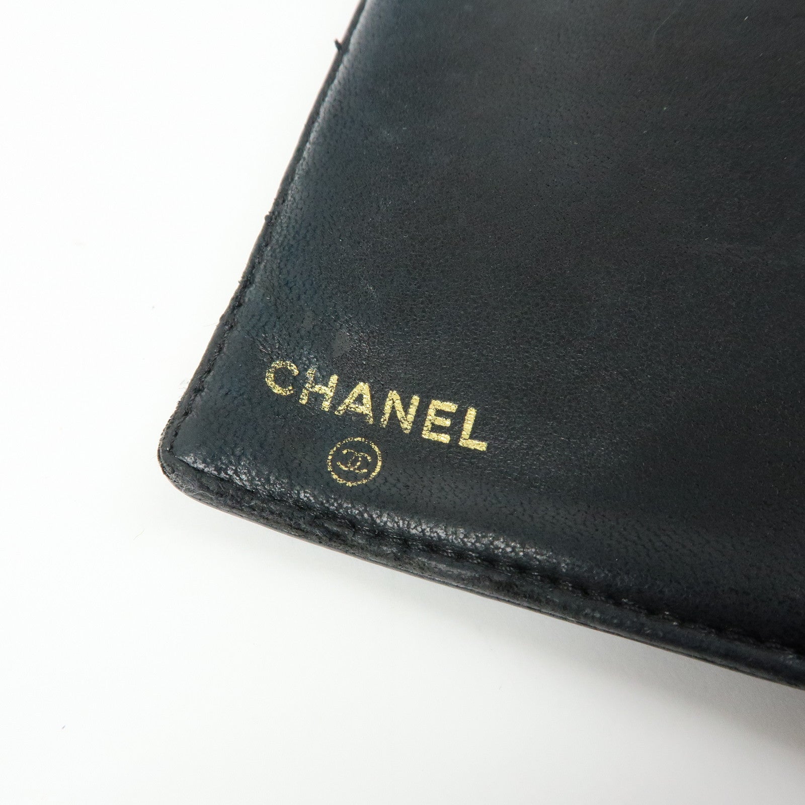 CHANEL COCO Mark Caviarskin Bi-Fold Long Wallet Black A13498
