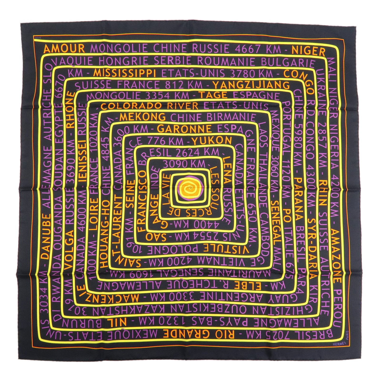 HERMES Carre 90 Silk 100% Scarf  LES SOURCES DE LA VIE