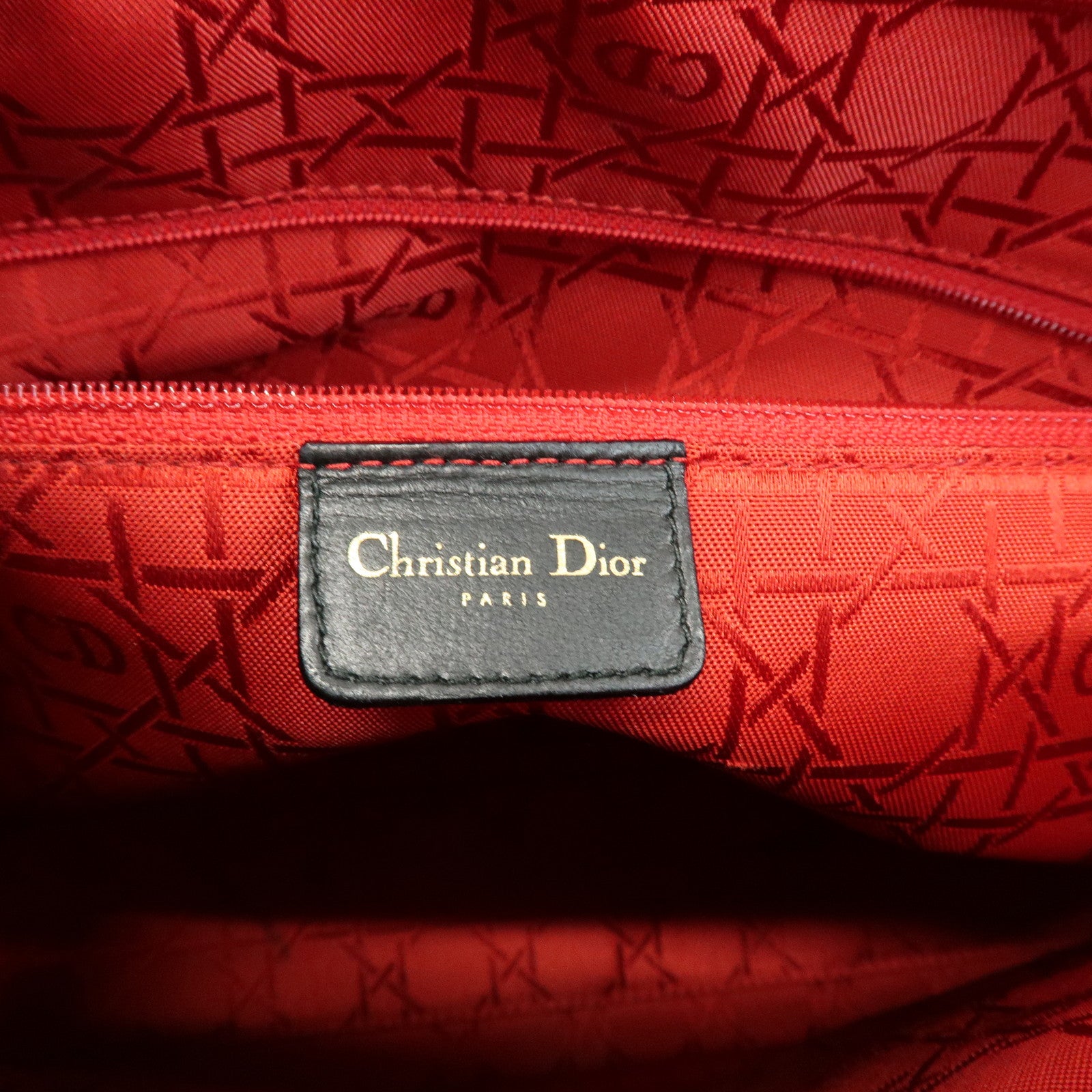 Christian Dior Cannage Lady Dior Leather Large Tote Hand Bag Black