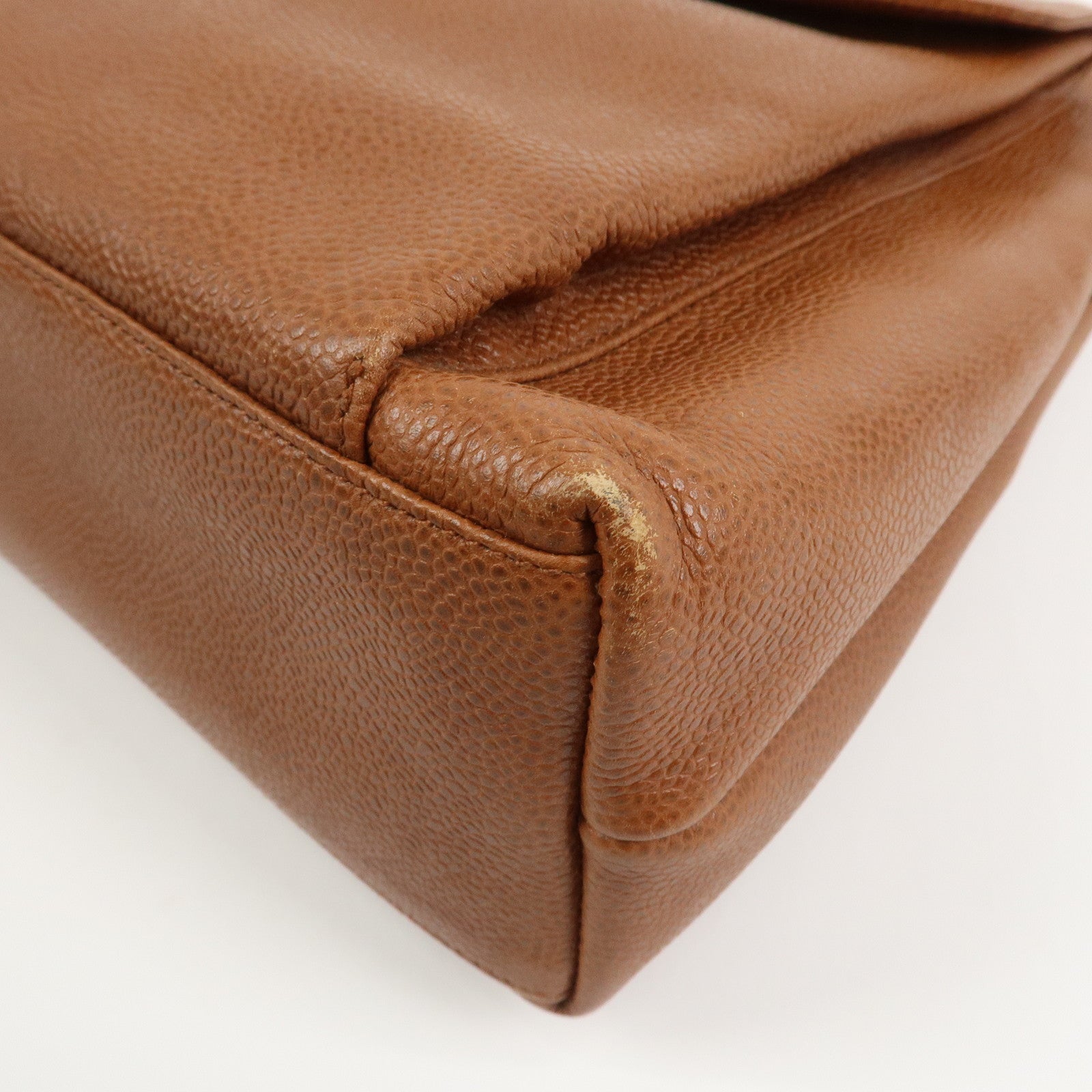 CHANEL COCO Mark Caviarskin Turn Lock Chain Shoulder Bag Brown