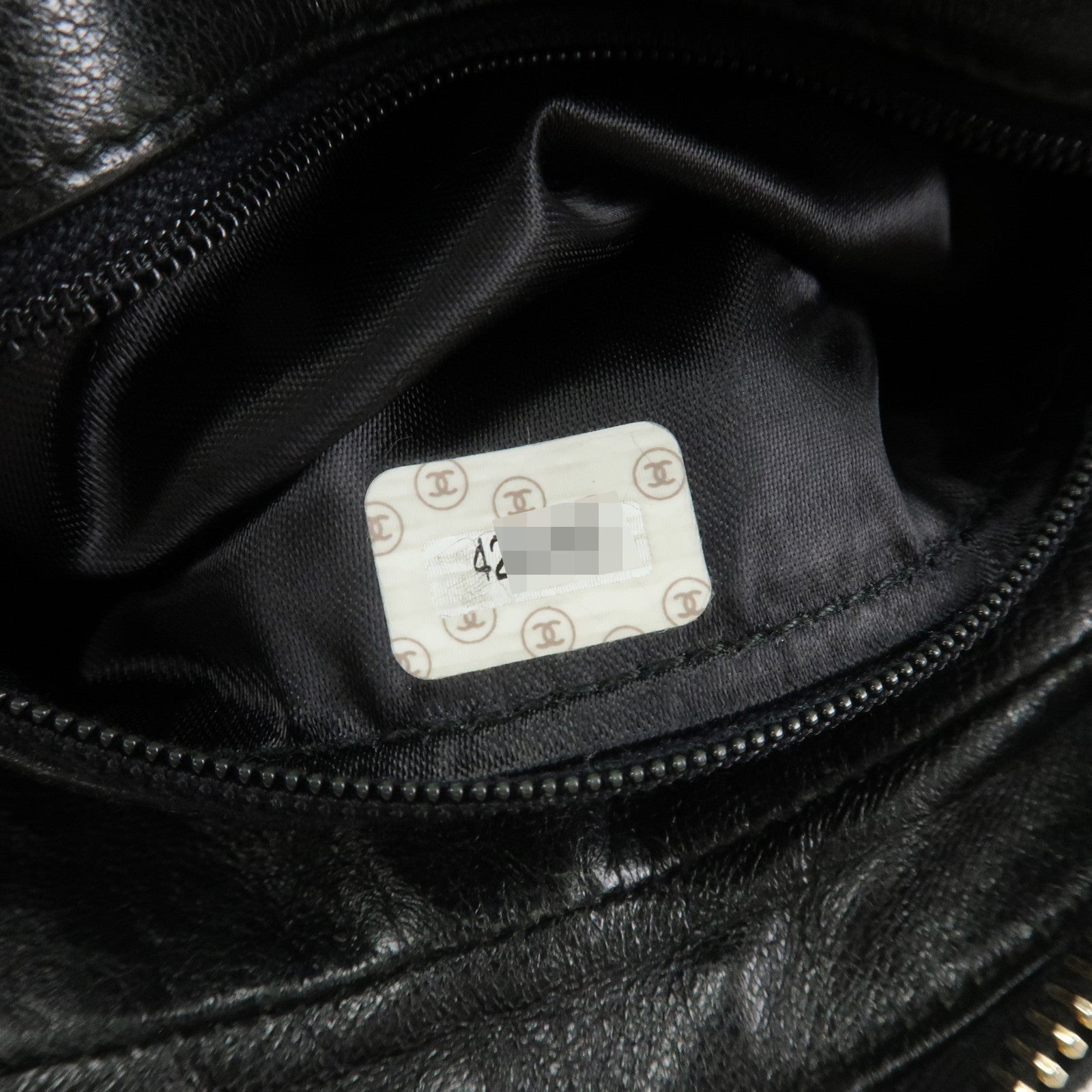 CHANEL Matelasse COCO Mark Lamb Skin Hand Bag Black