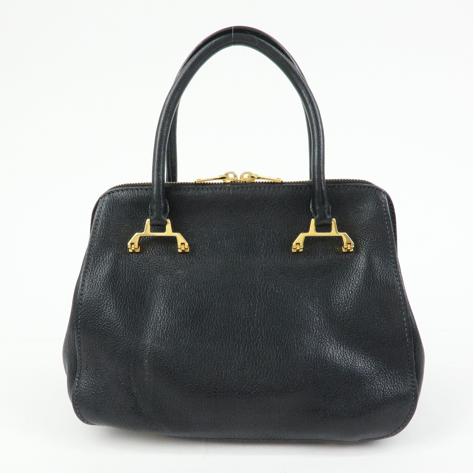 MIU MIU Madras Leather 2Way Bag Hand Bag Shoulder Bag Black