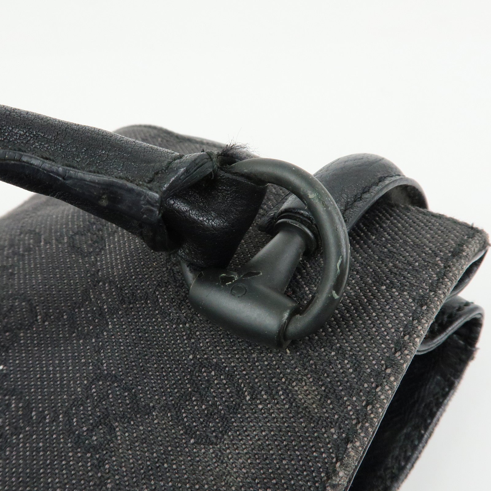 GUCCI GG Denim Leather Shoulder Bag Hand Bag Black 101345
