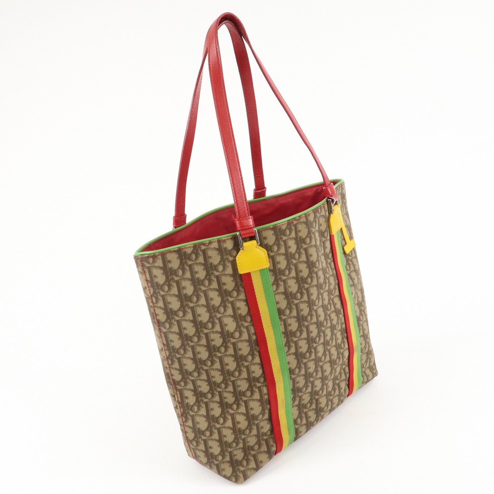 Christian Dior Rasta Line Trotter PVC Leather Tote Bag Hand Bag Brown Used