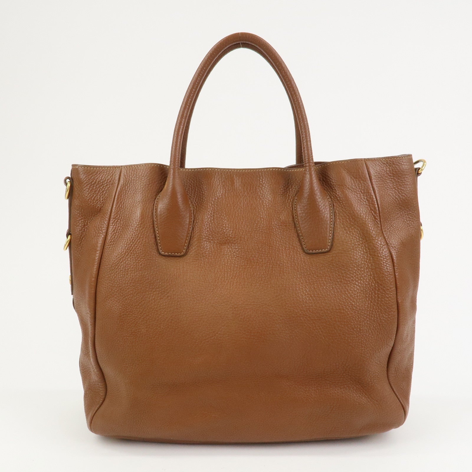 PRADA VITELLO Leather 2Way Bag Hand Bag Shoulder Bag Camel