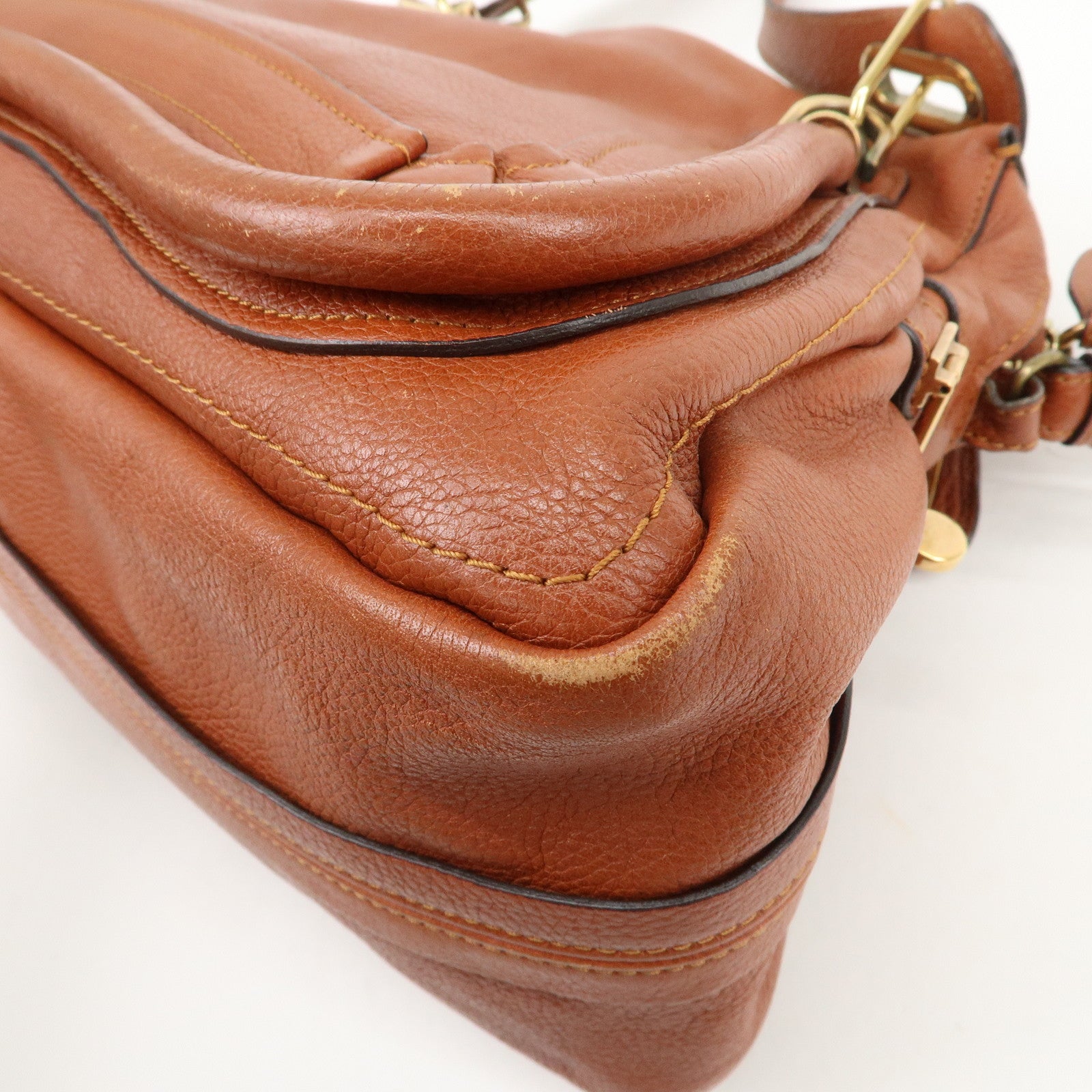 Chloe Paraty Leather 2Way Bag Shoulder Bag Hand Bag Brown