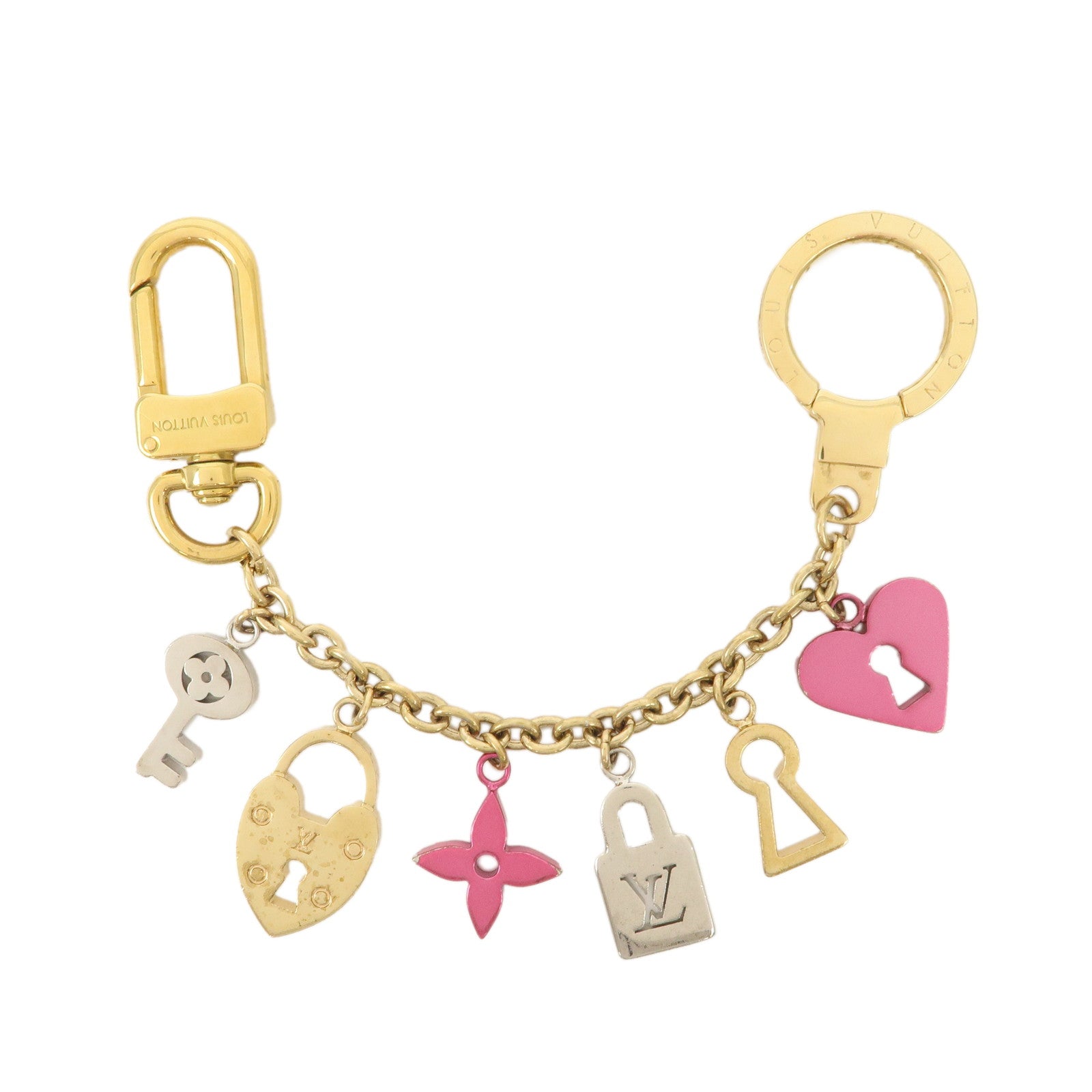Louis Vuitton Bijou Sac Chenne Love Lock Key Charm Gold Pink Ｍ67437 Used