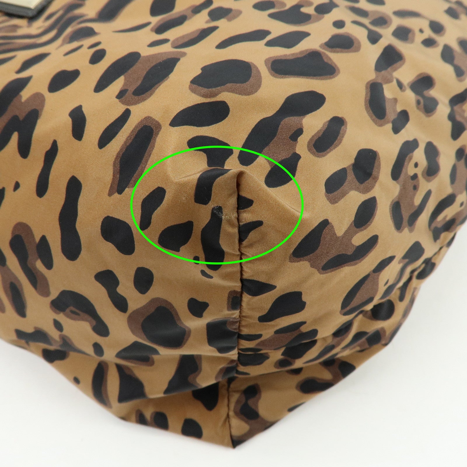 JIMMY CHOO Nylon Leather Shoulder Bag Hand Bag Animal Print Brown