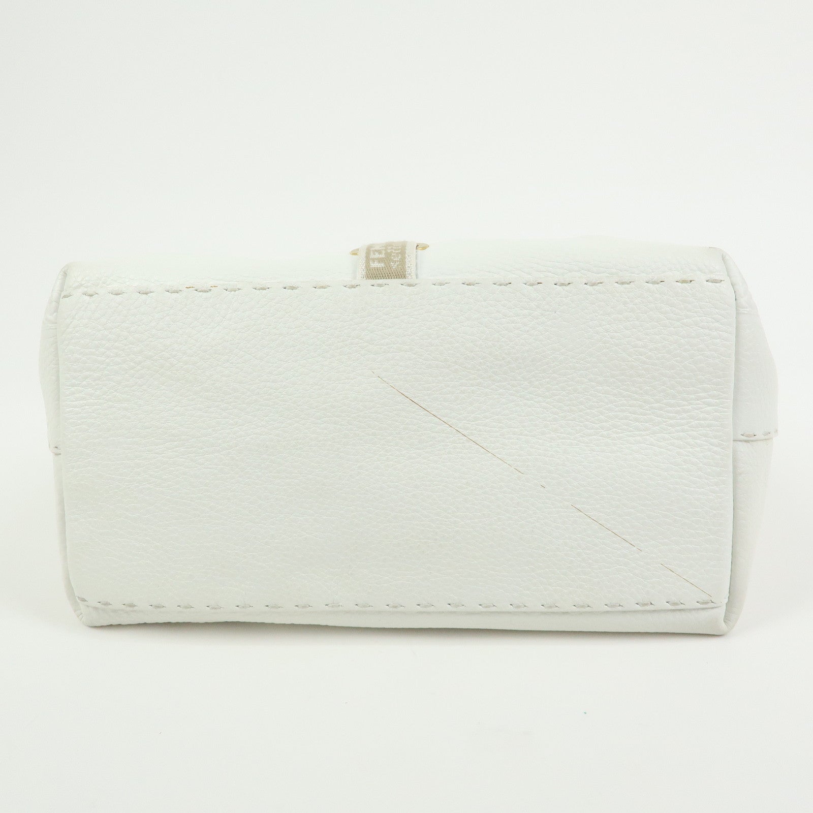 FENDI Selleria Villa Borghese Leather Hand Tote Bag White 8BN155