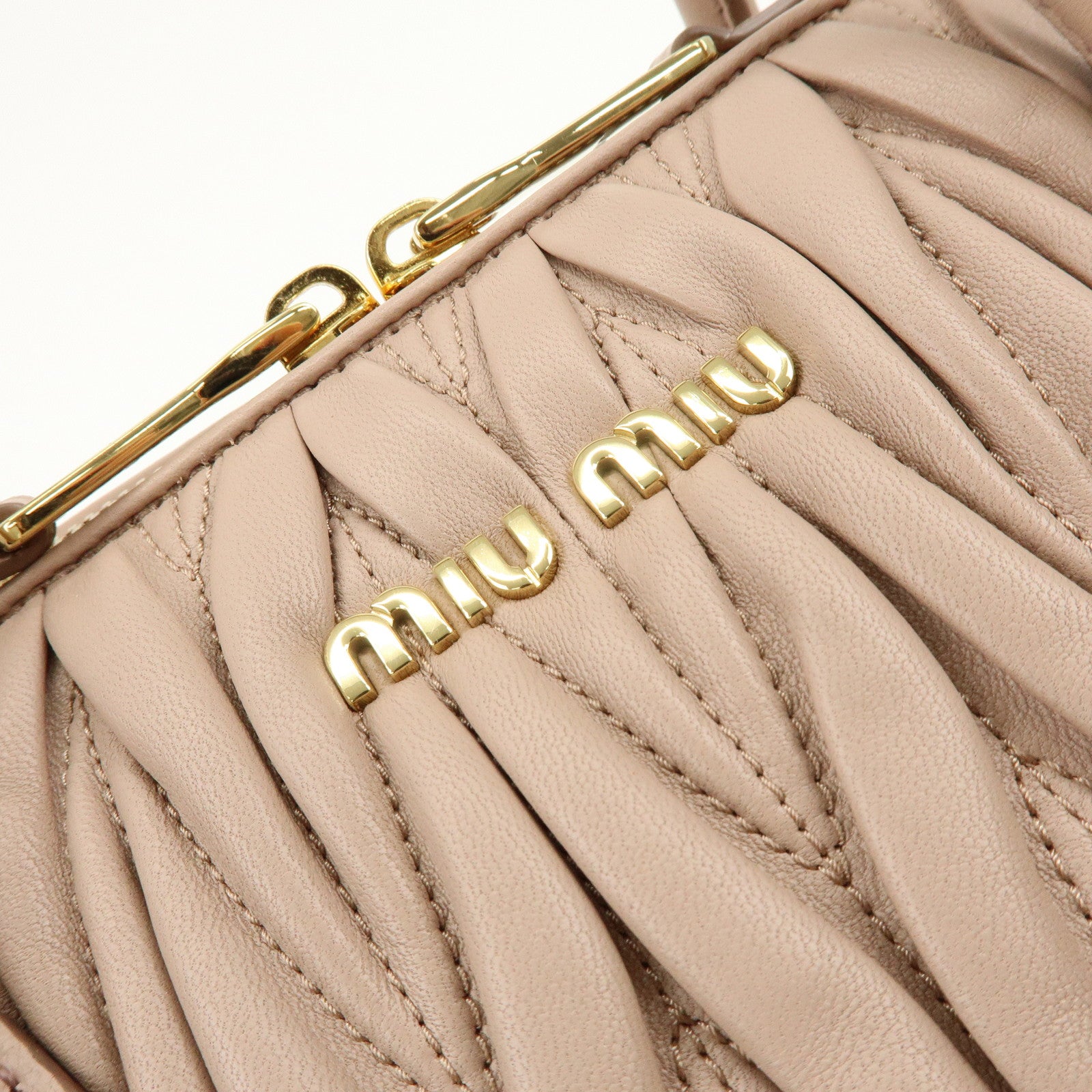 MIU MIU Matelasse Nappa Leather 2Way Hand Shoulder Bag Pink RLN059